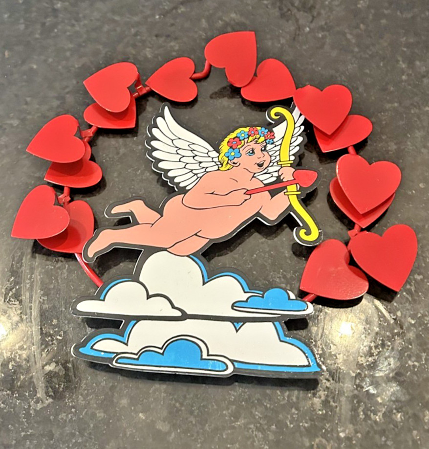 Vintage Emson Valentine Cupid Wall Hanging Red Heart Garland Retro Decor