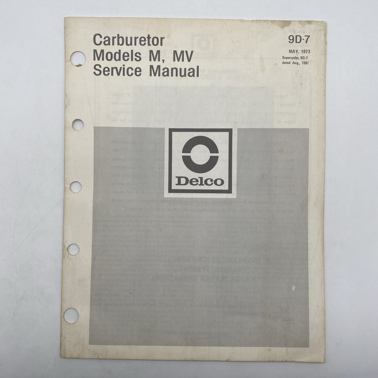 1973 Delco Rochester Carburetor Model M MV Service Manual Operating Systems 1973 Delco Rochester Carburetor Model M MV Service Manual Operating Systems