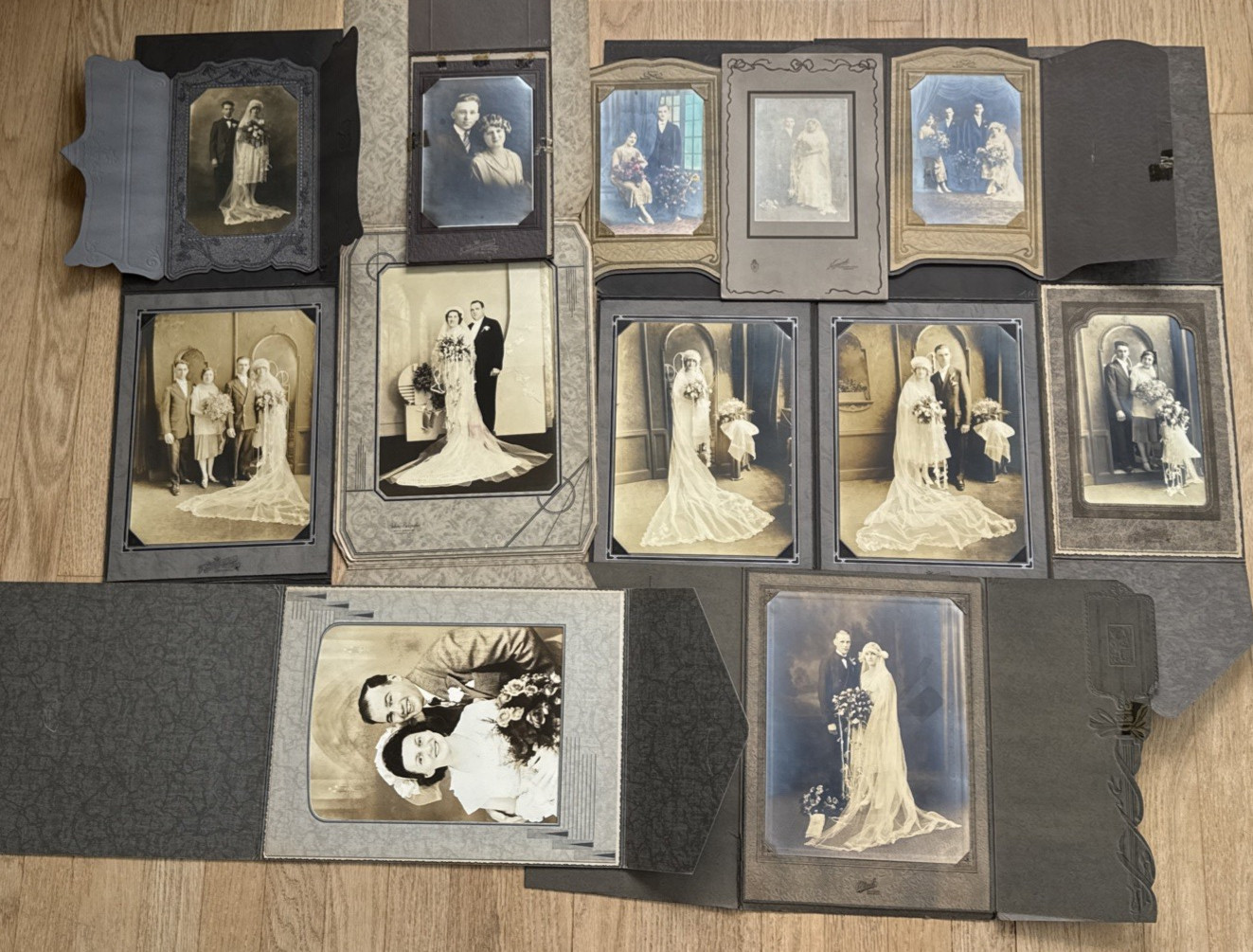 12 Vintage Antique 1920s to Mid-Century Wedding Photos Portaits in Folders