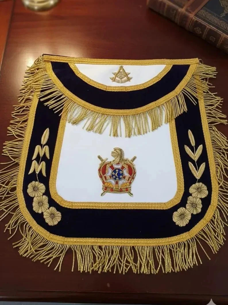 Handcrafted Masonic DeMolay Apron 100% Lambskin with Past Master Emblem on Flap