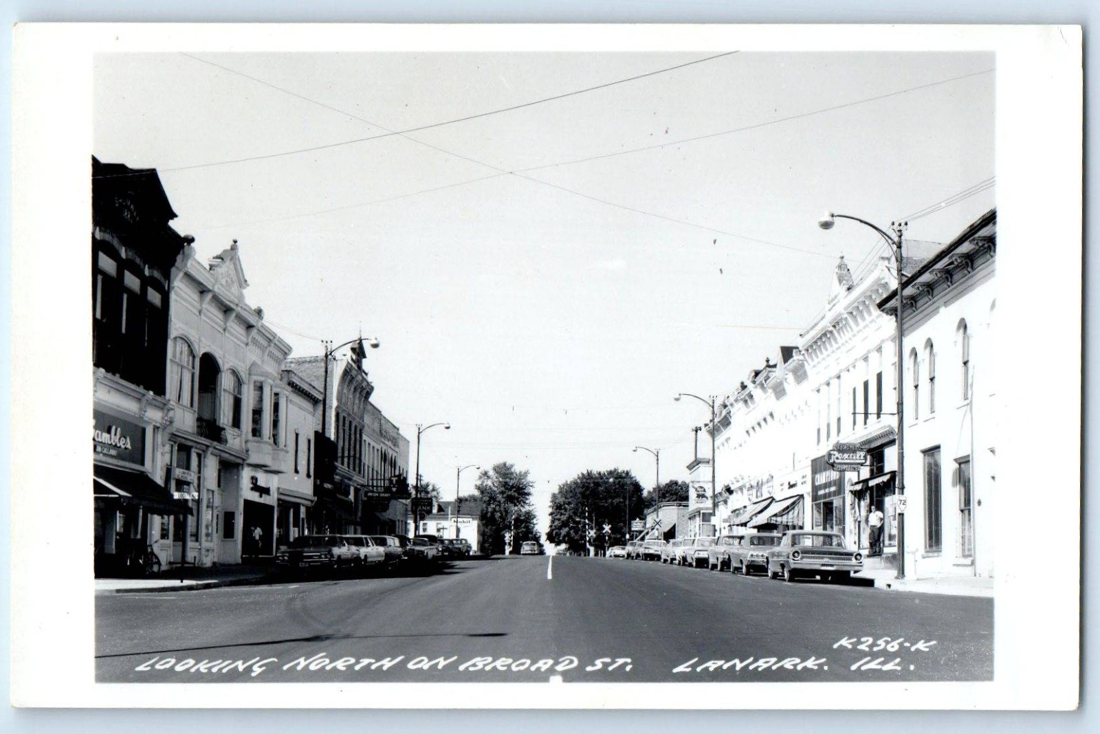 c1930\'s Looking North On Broad St. Lanark Illinois IL Cars RPPC Photo Postcard c1930\'s Looking North On Broad St. Lanark Illinois IL Cars RPPC Photo Postcard