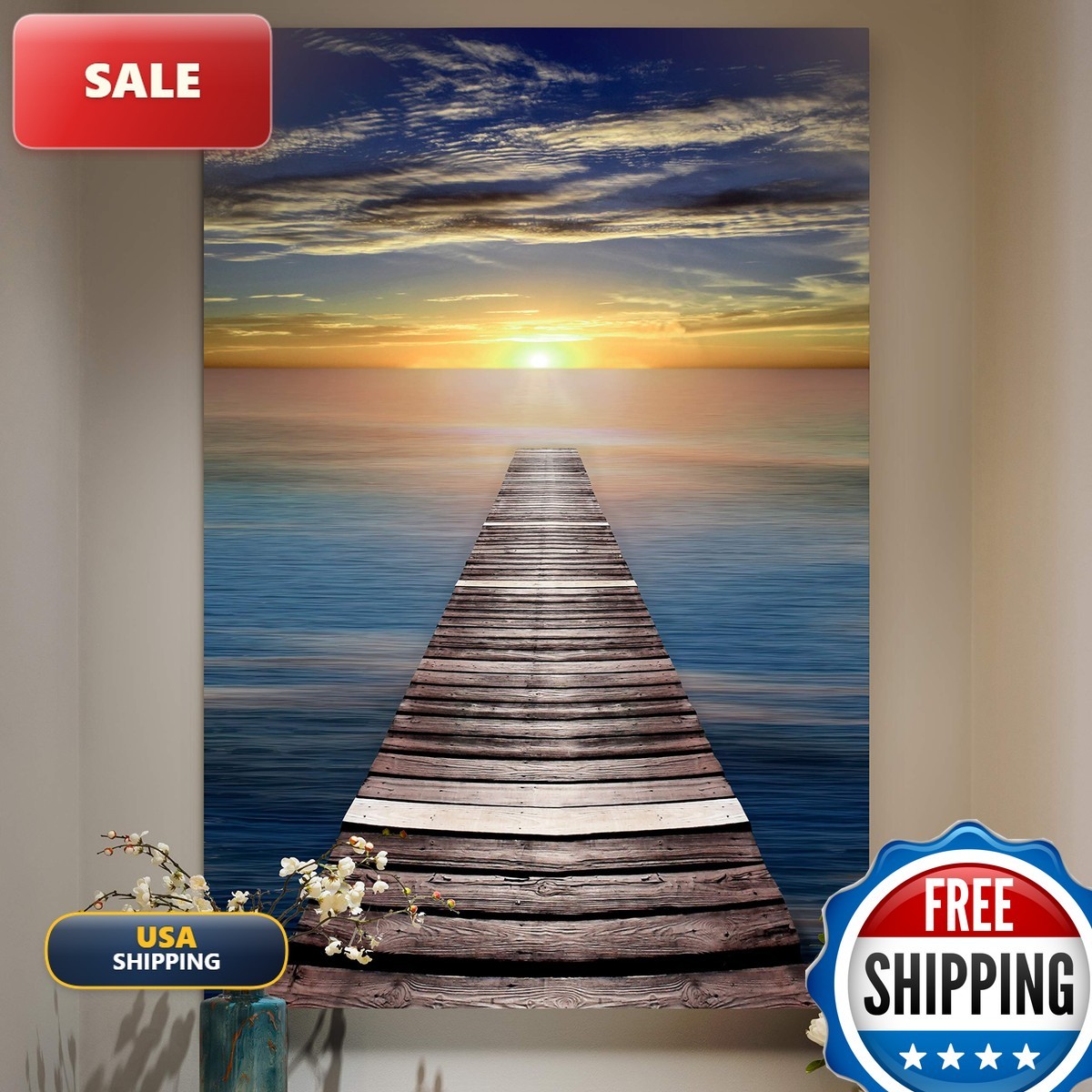 Renditions Gallery Canvas Wall Art Calm Caribbean Dusk 32\ Renditions Gallery Canvas Wall Art Calm Caribbean Dusk 32\
