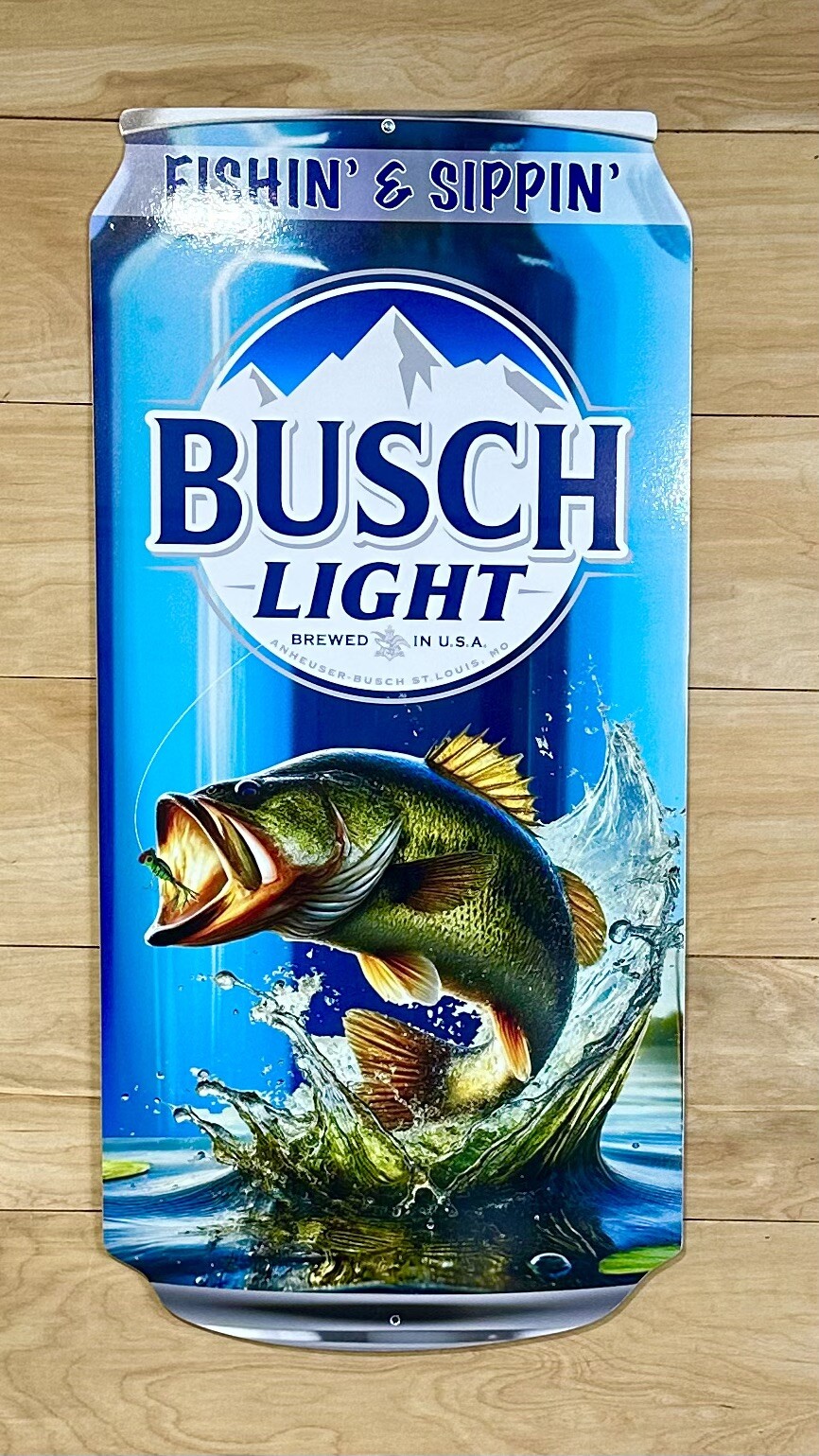 Busch Light Can Sign - 13.25 in X 28 in X ⅛ in Largemouth Bass. Indoor/outdoor Busch Light Can Sign - 13.25 in X 28 in X ⅛ in Largemouth Bass. Indoor/outdoor