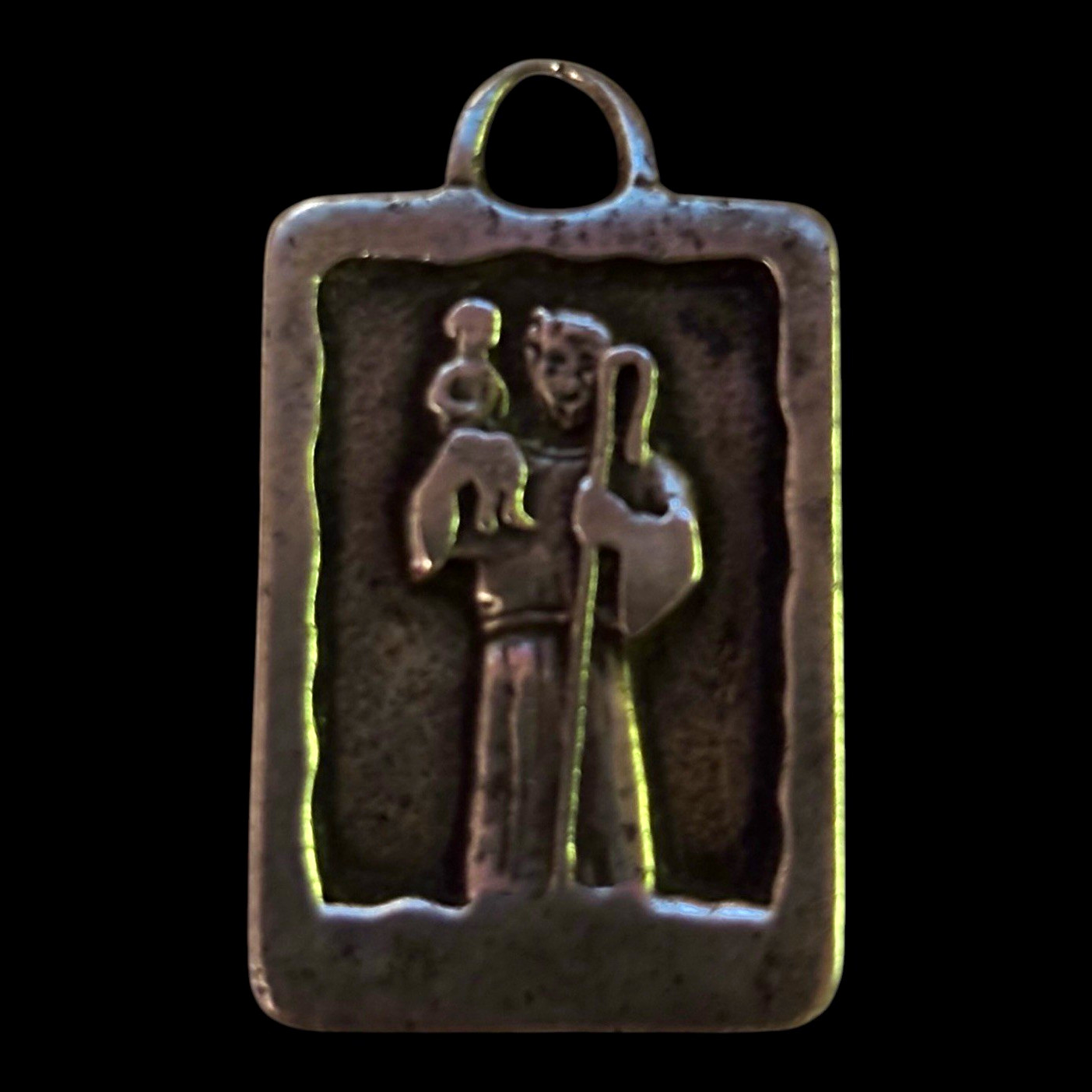 Gusterman Sterling St Christopher and Christ Child Pendant Charm MCM Brutalist Gusterman Sterling St Christopher and Christ Child Pendant Charm MCM Brutalist