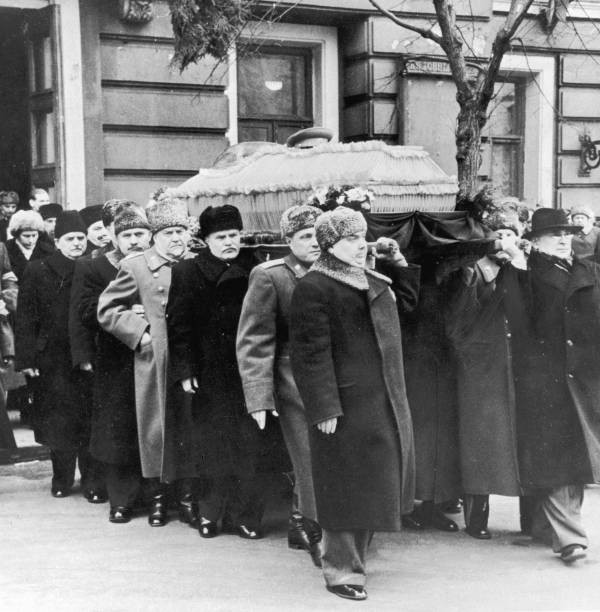 The coffin Soviet political leader Joseph Stalin is carried b- 1953 Old Photo