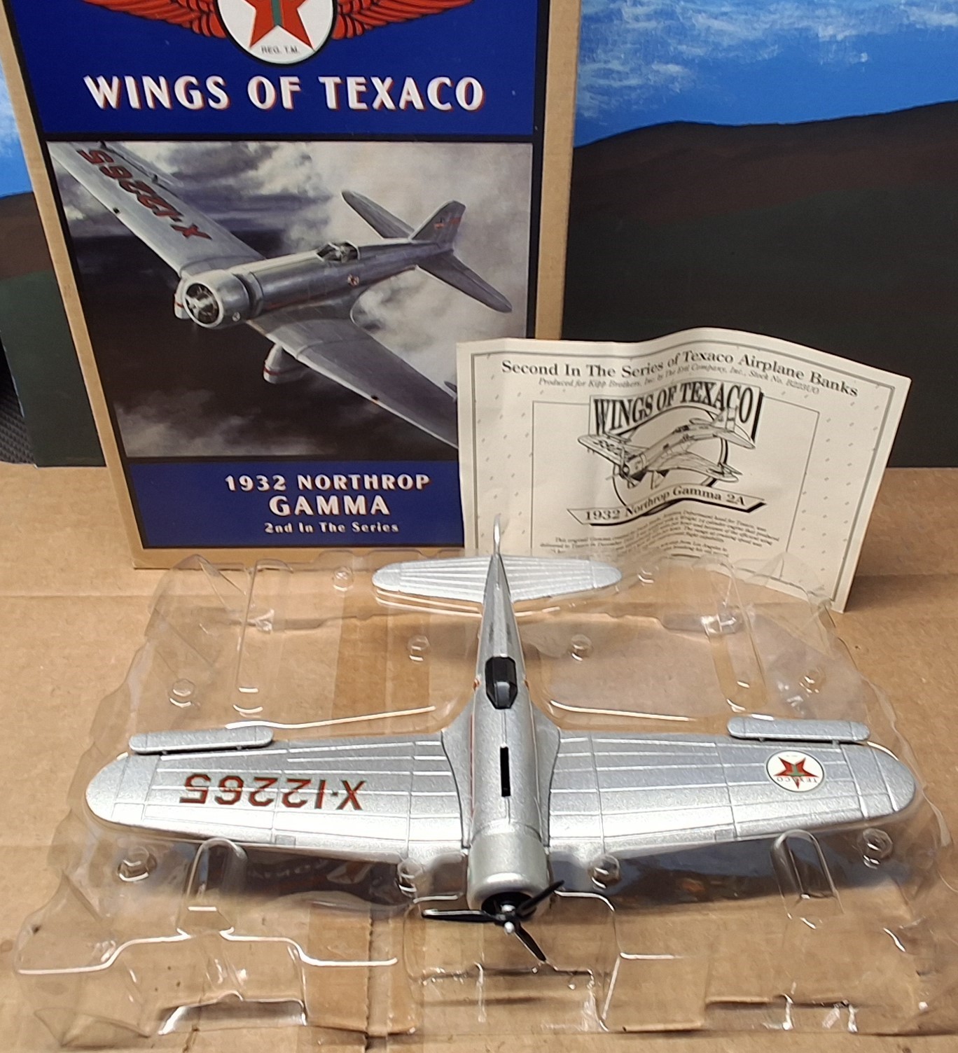 Texaco Wings of Texaco 1932 Northrop Gamma Airplane Bank Silver 1994