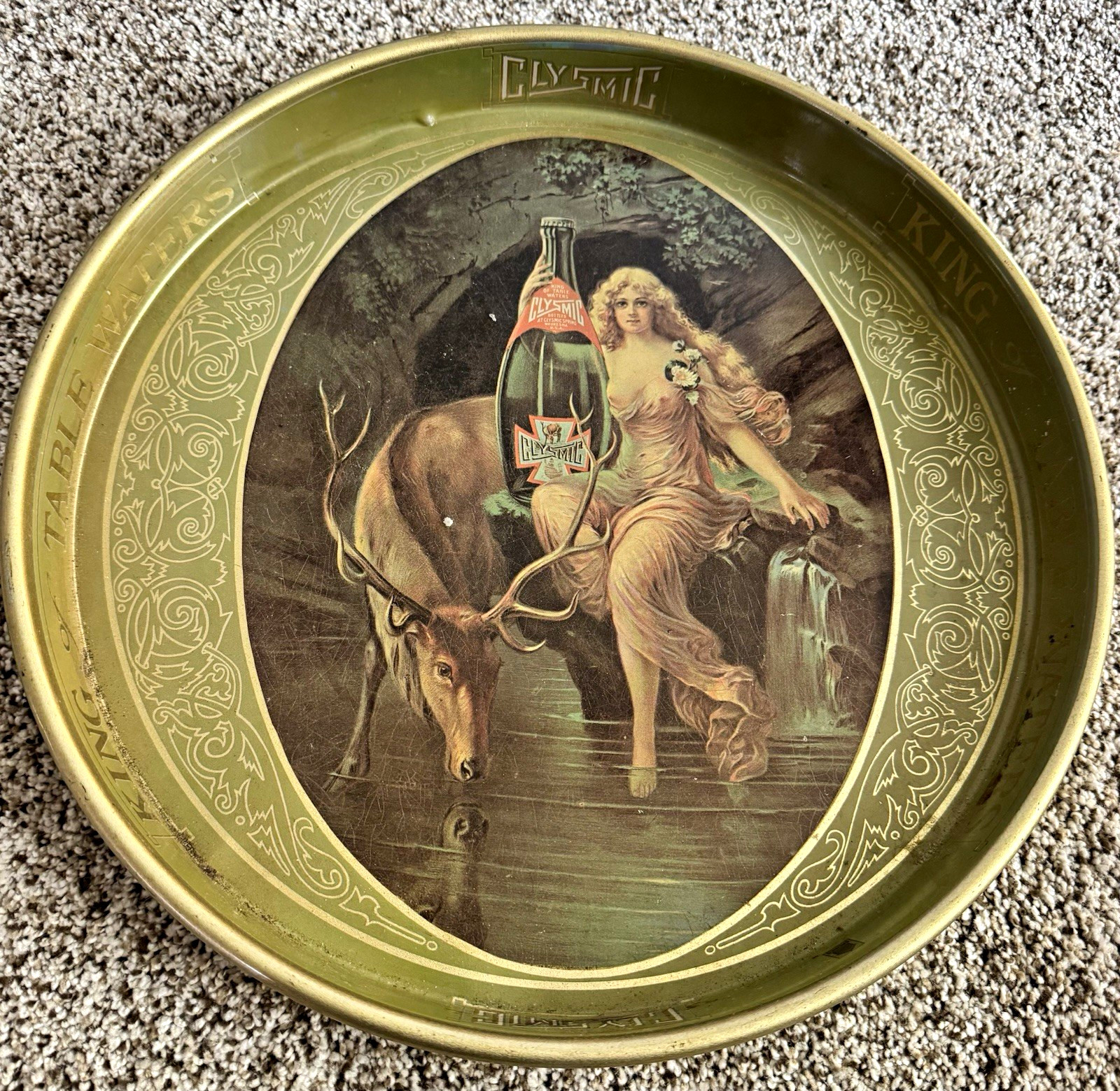 Vintage Cheinco Clysmic King of Table Waters 14” Metal Advertising Tray Vintage Cheinco Clysmic King of Table Waters 14” Metal Advertising Tray