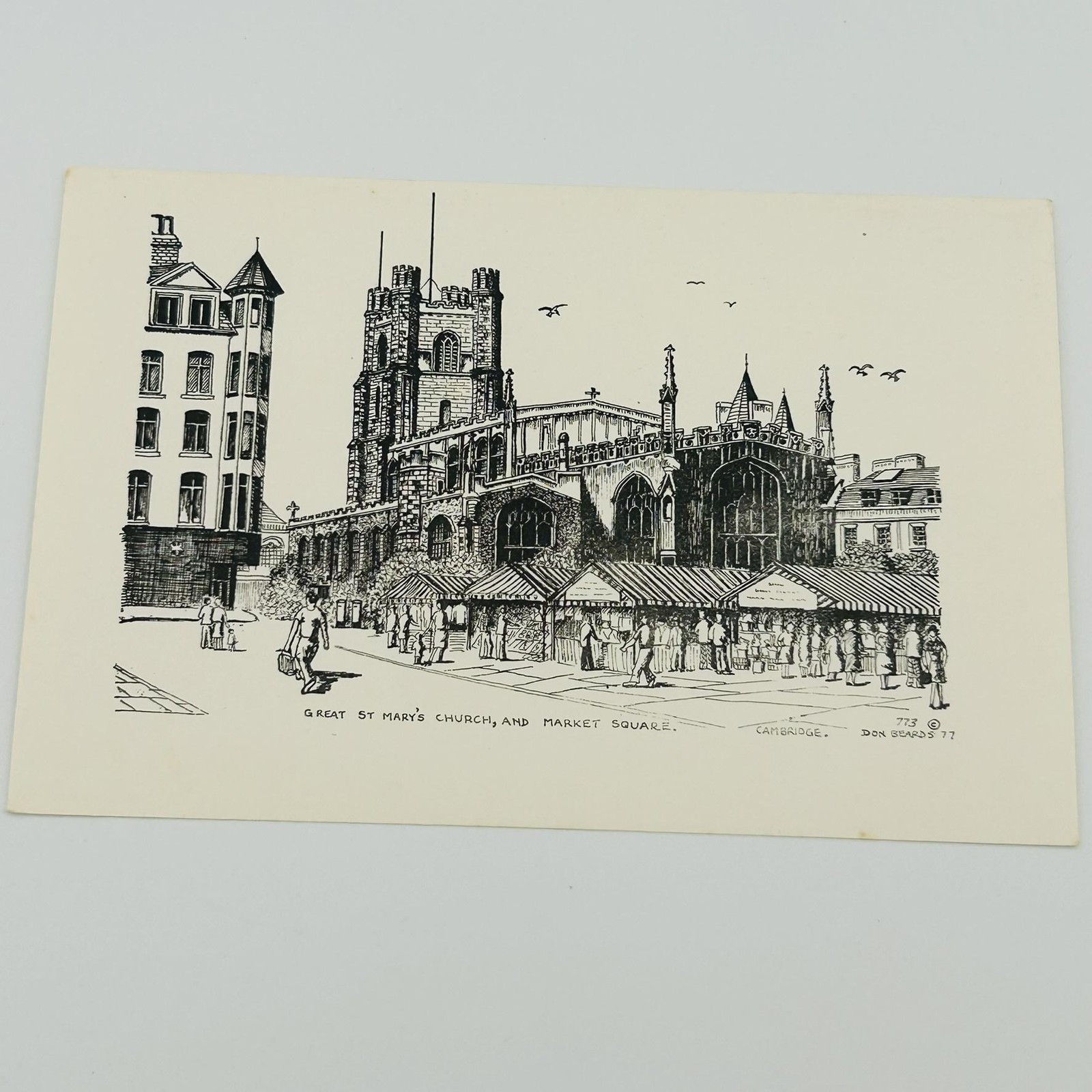 Vintage Great St Mary's Church Cambridge Postcard 5.5 X 3.5 White England 1977