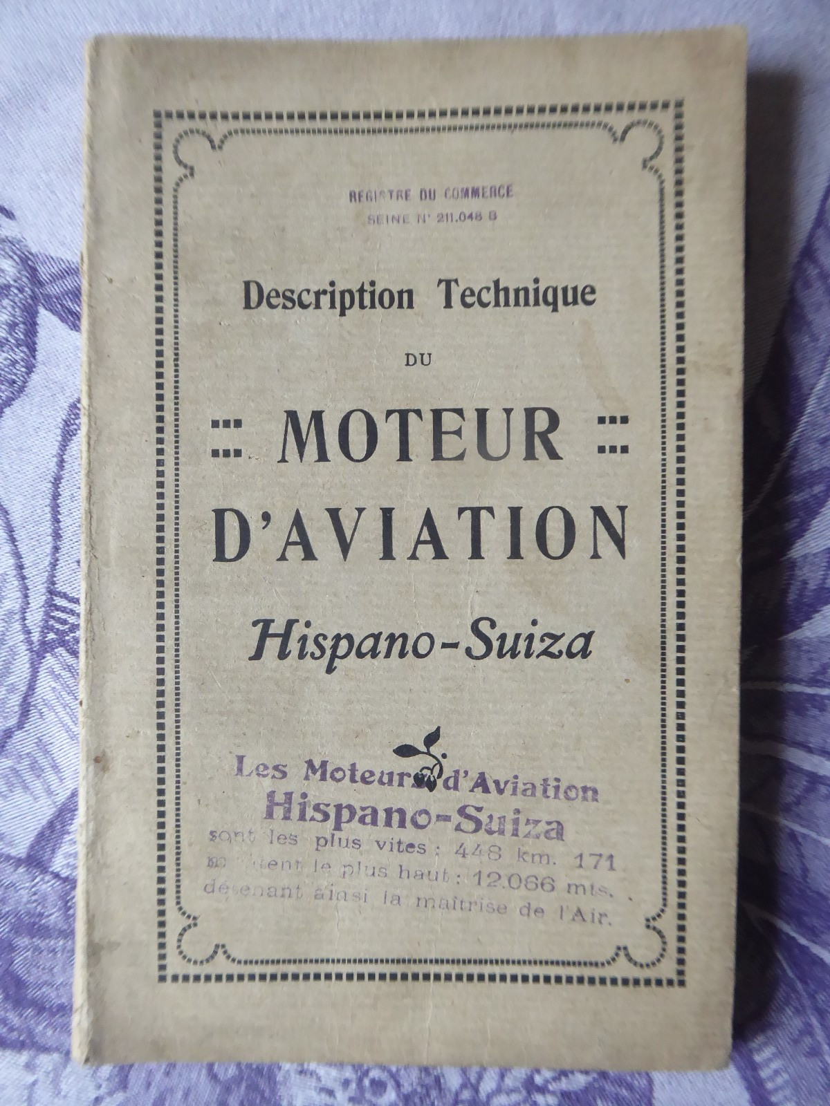 1923 TECHNICAL DESCRIPTION OF THE HISPANO-SUIZA AERO ENGINE AVIATION ENGINE