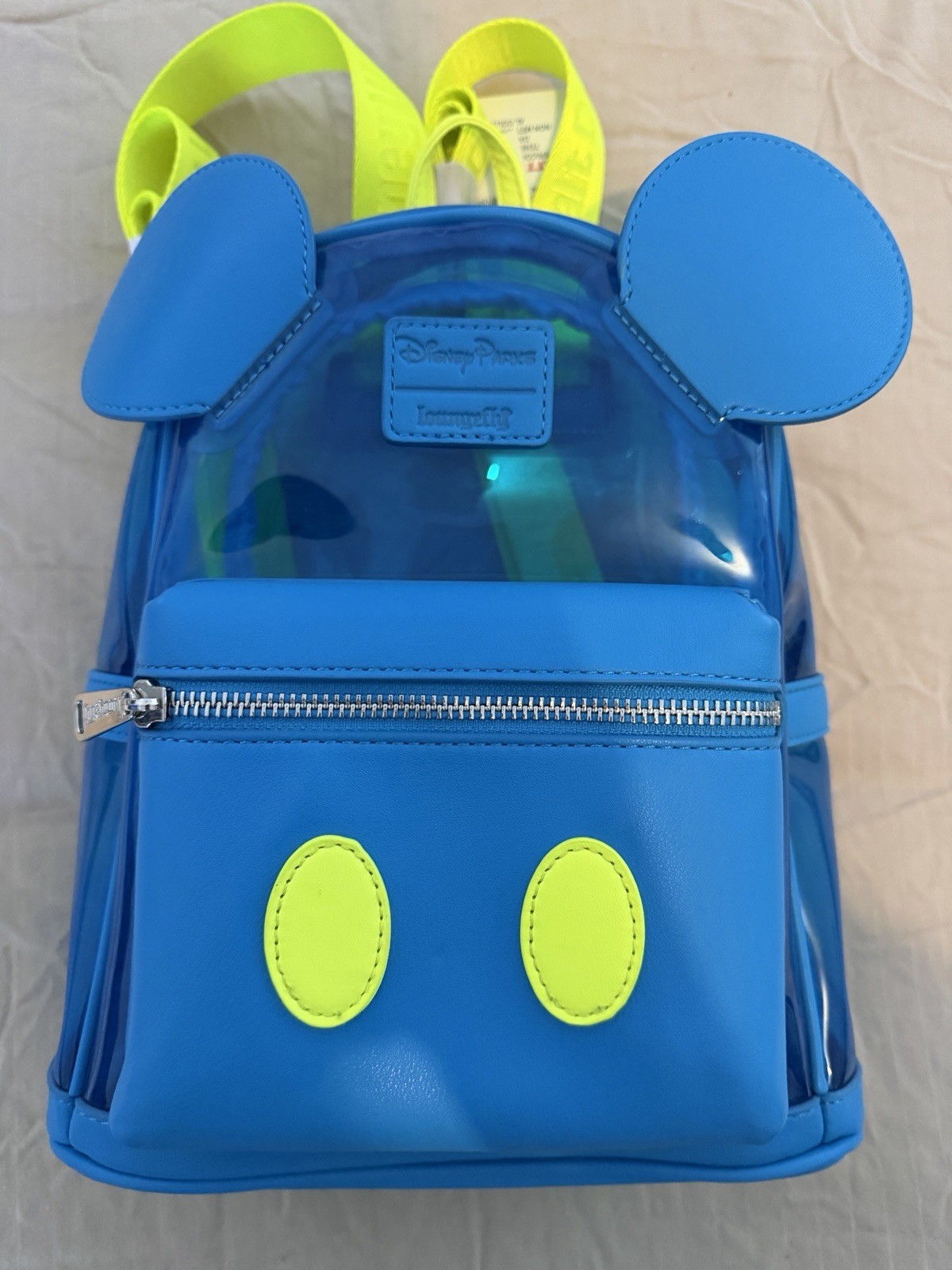 NWT Loungefly Disney Parks Mickey Mouse Clear Blue Neon Mini Backpack