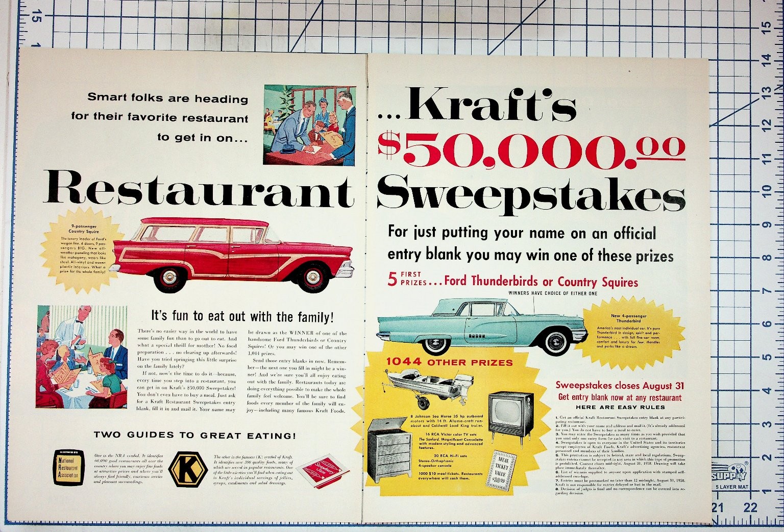 1958 Kraft's $50,000 Sweepstakes Ford Thunderbird Restaurant Ad 1958 Kraft's $50,000 Sweepstakes Ford Thunderbird Restaurant Ad