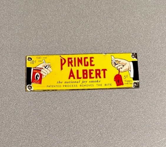 VINTAGE PRINCE ALBERT TOBACCO PORCELAIN SIGN CAR GAS TRUCK OIL MOTORCYCLE