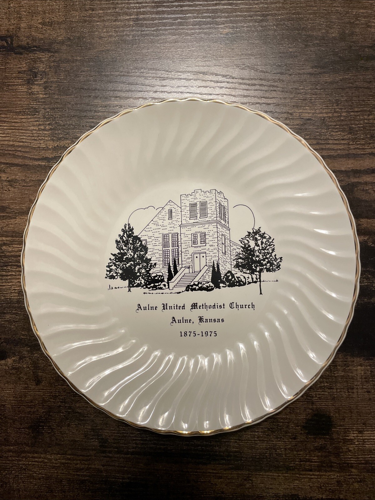 Aulne United Methodist Church Kansas Centennial Plate 1975 9.6”