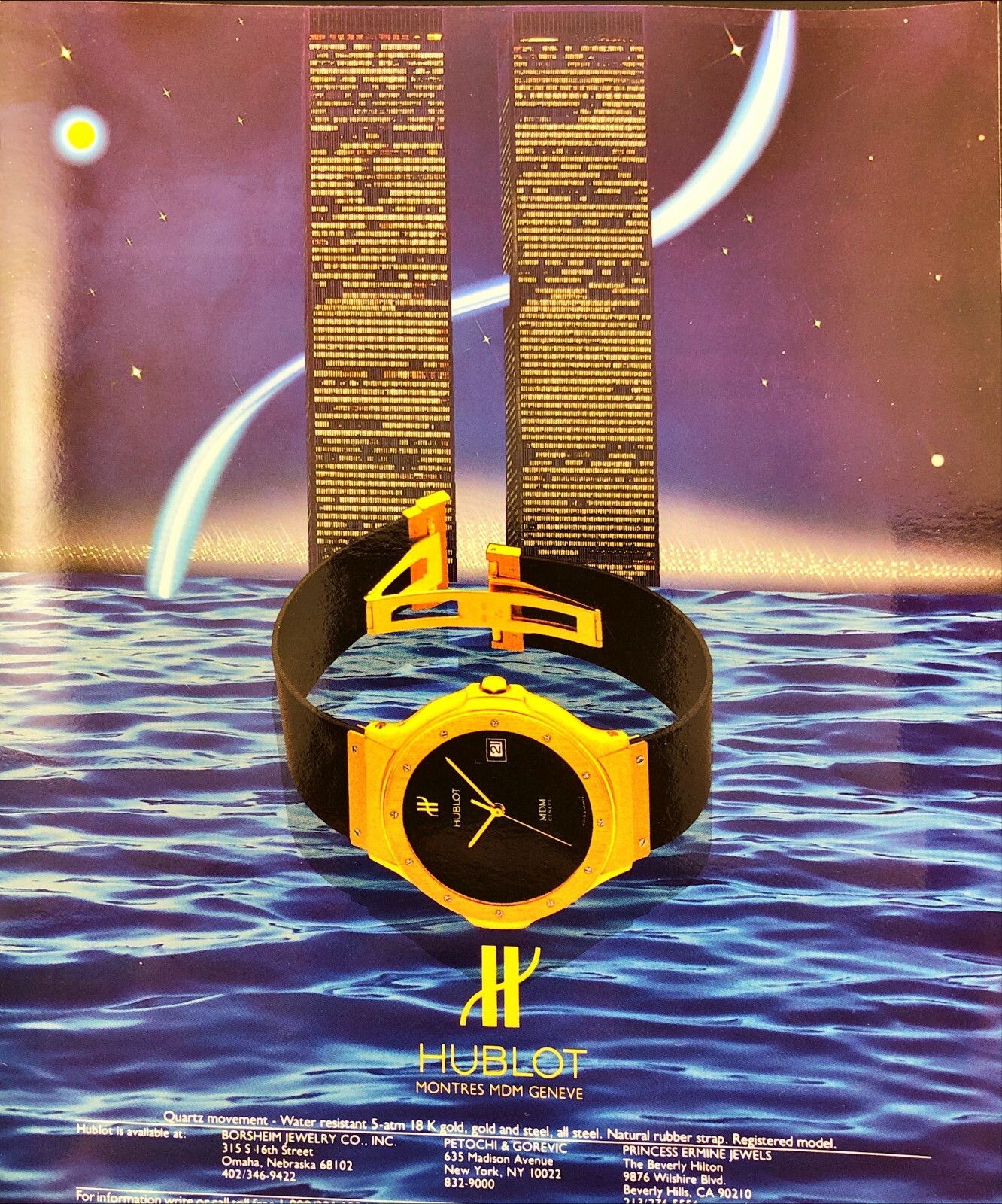 1986 Hublot Montress MDM Geneve Luxury Watches Vintage Print Ad