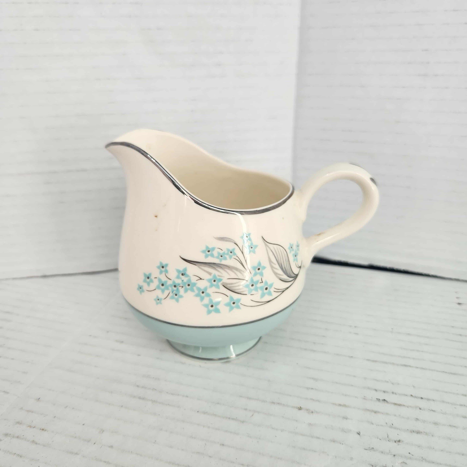 Vintage Taylor Smith Taylor Blue Lace Dandelion Creamer Floral Flower