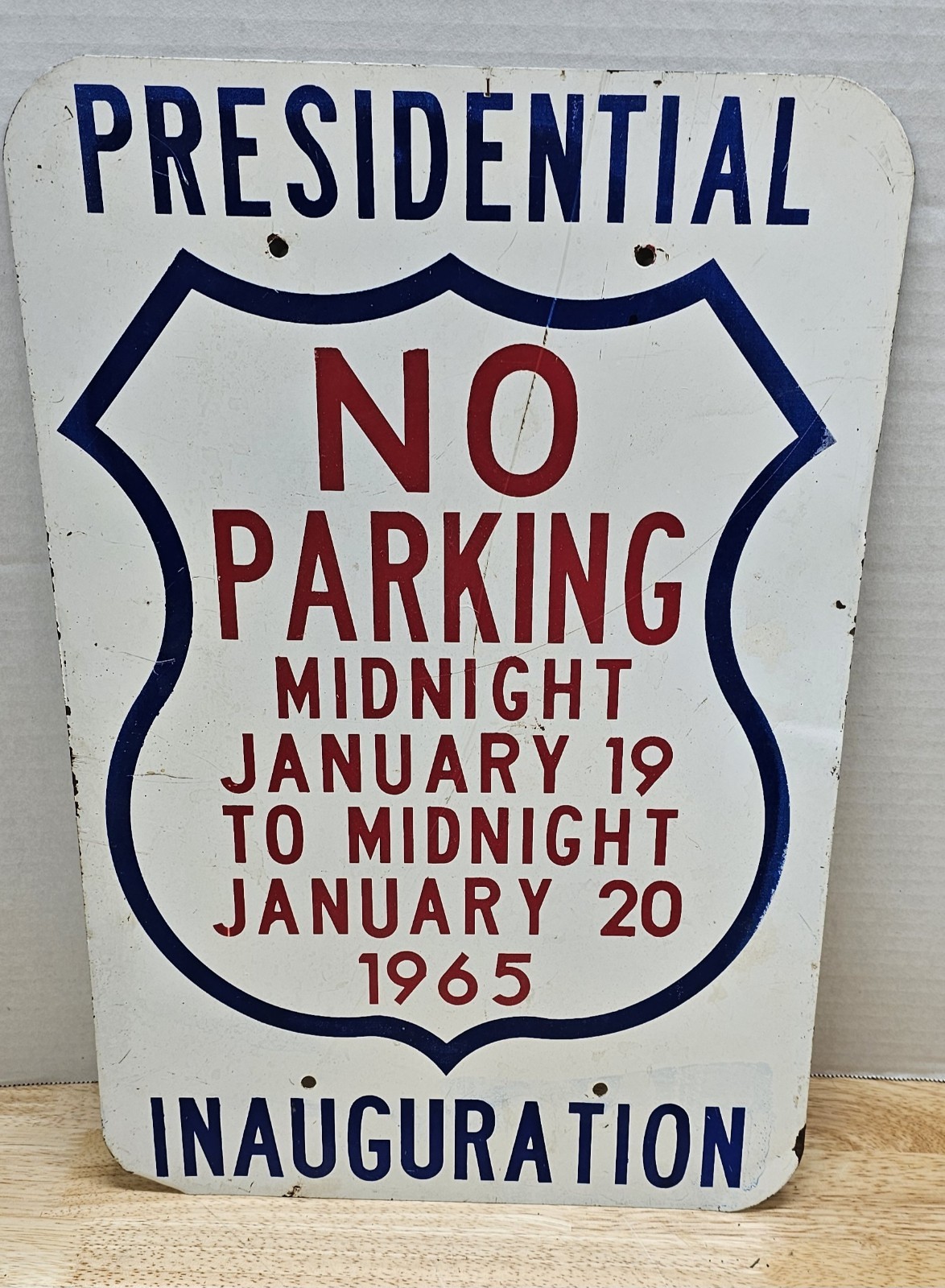 1965 Lyndon B Johnson Presidential Inauguration No Parking Sign Metal LBJ DC