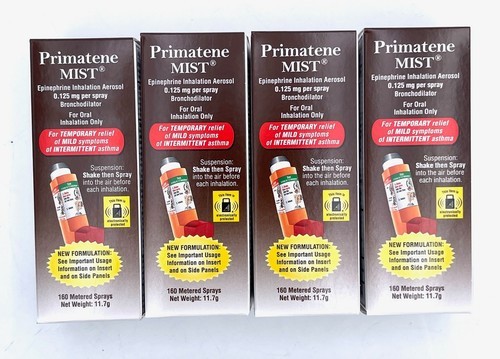 Lot of 4 Primatene Mist Epinephrine Inhalation Aerosol Bronchodilator - 11.7 g