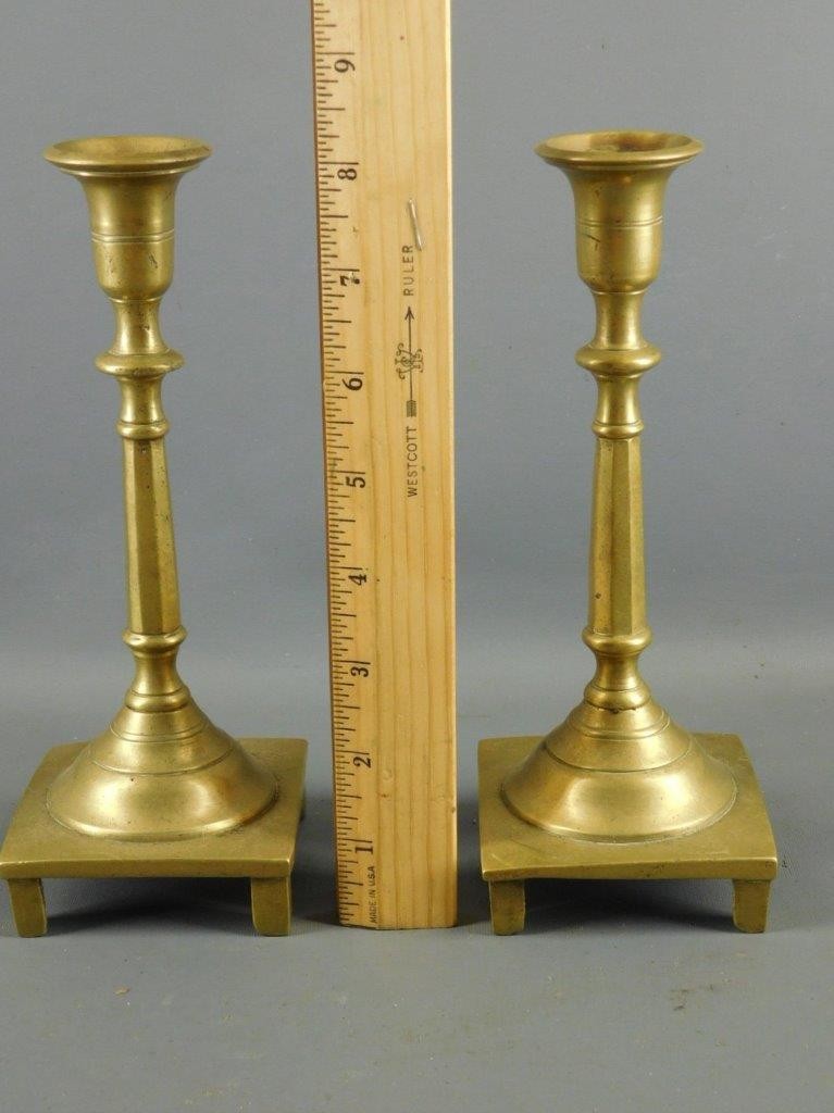 ANTIQUE PAIR EMPIRE BRONZE CANDLESTICKS
