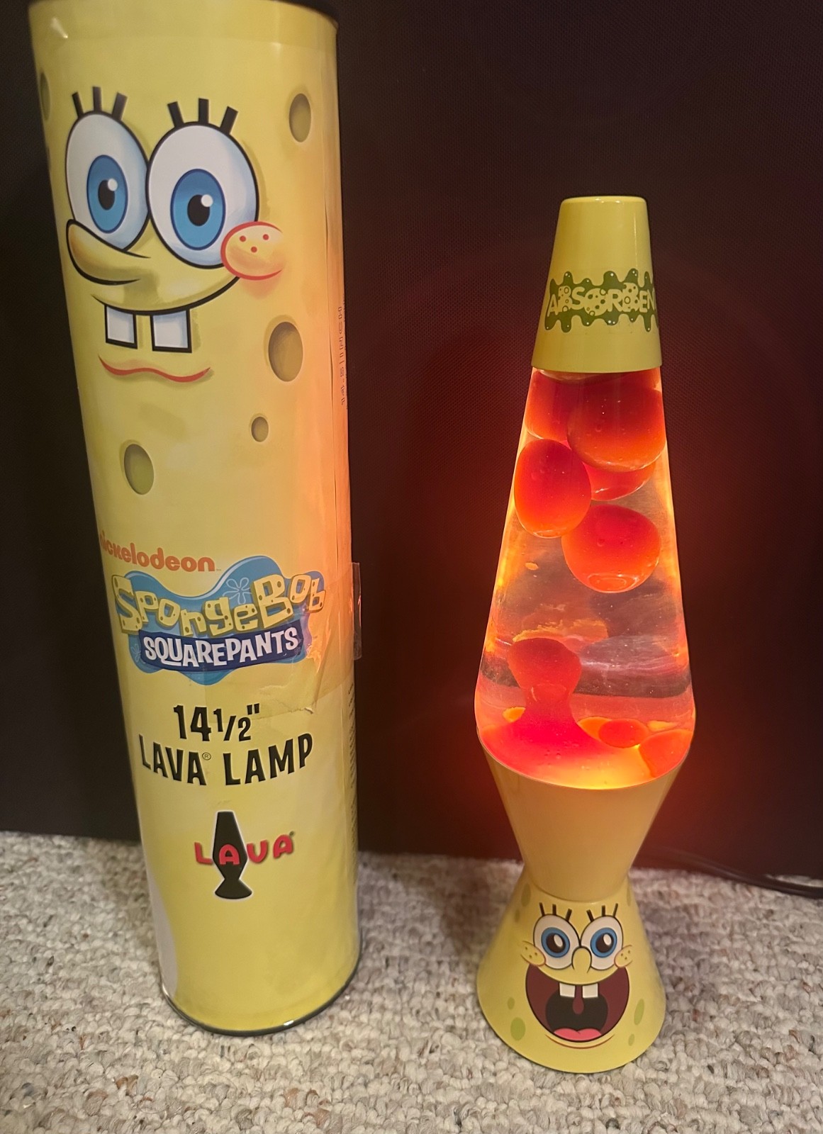 2011 Spongebob Squarepants 14.5 Inch Lava Lamp Complete with Box