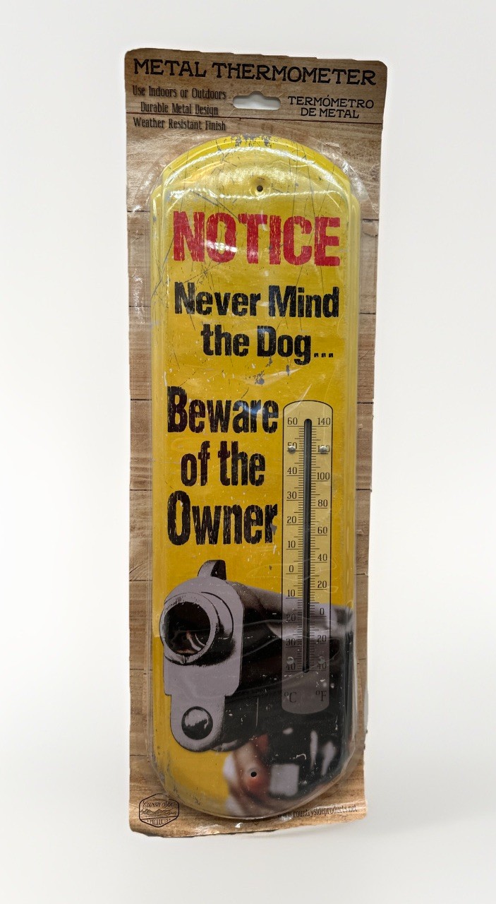 Notice Beware Of Owner Metal Thermometer Gun Dog Vintage Style Wall Decor{80} Notice Beware Of Owner Metal Thermometer Gun Dog Vintage Style Wall Decor{80}