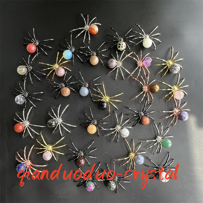 Mix Natural Quartz Carved Crystal Ball Spider Skull Reiki Decor Wholesale 50pcs