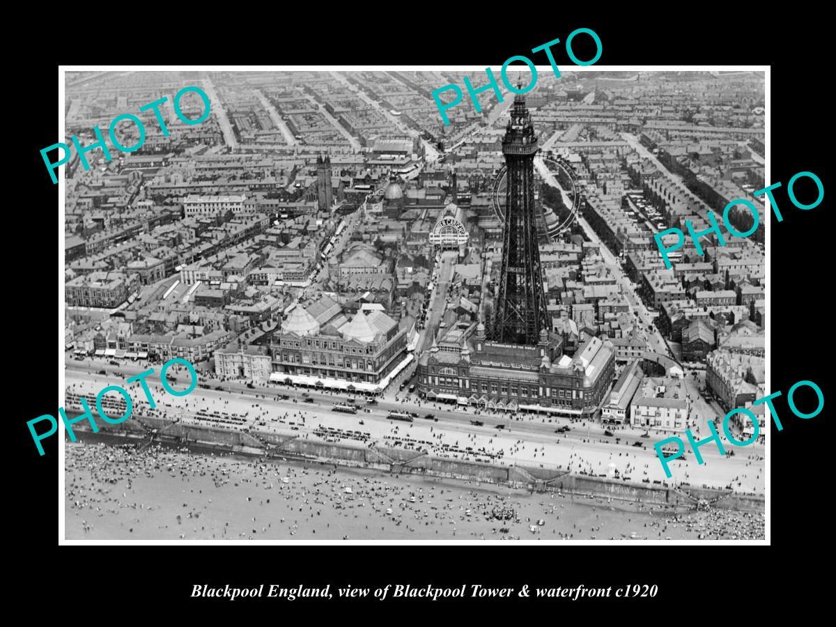 OLD 6 X 4 HISTORIC PHOTO OF BLACKPOOL ENGLAND THE TOWER & WATERFRONT c1920