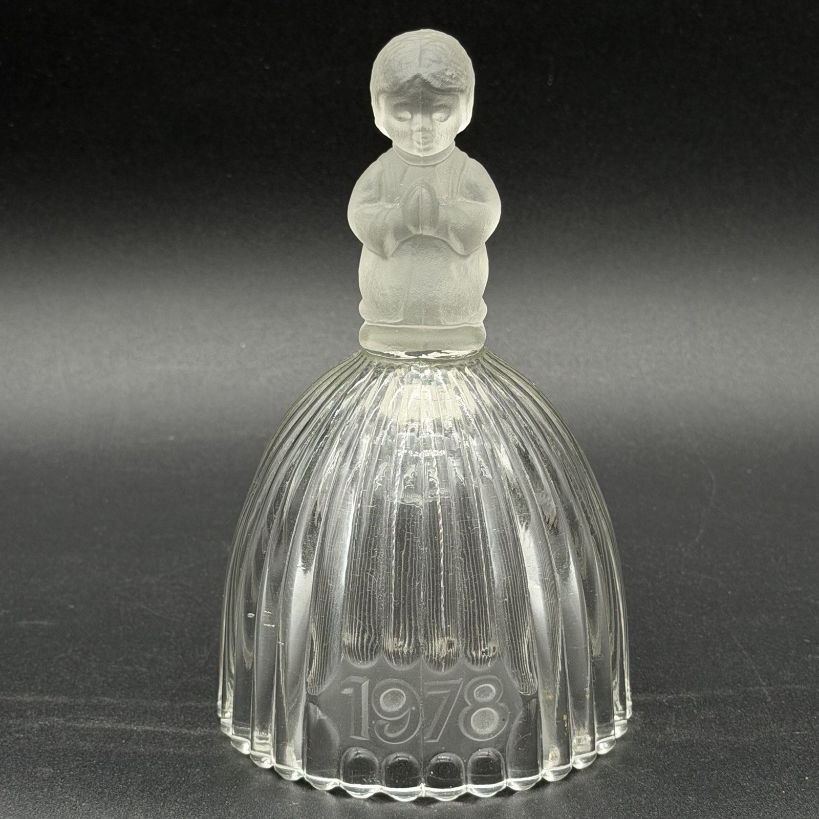 Vintage 1978 Goebel Crystal Glass Bell Praying Child West Germany 6”