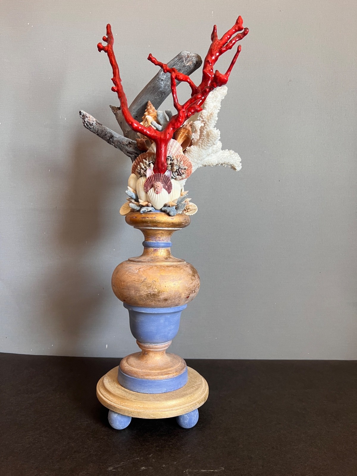 Vintage Italian Baroque Grotto Style Giltwood Faux Red Coral & Driftwood Article Vintage Italian Baroque Grotto Style Giltwood Faux Red Coral & Driftwood Article