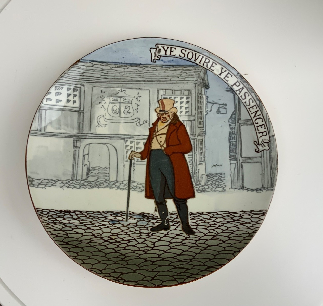 VINTAGE ROYAL DOULTON  WALL PLATE ‘YE SQUIRE YE PASSENGER’  SIGNED NOKE
