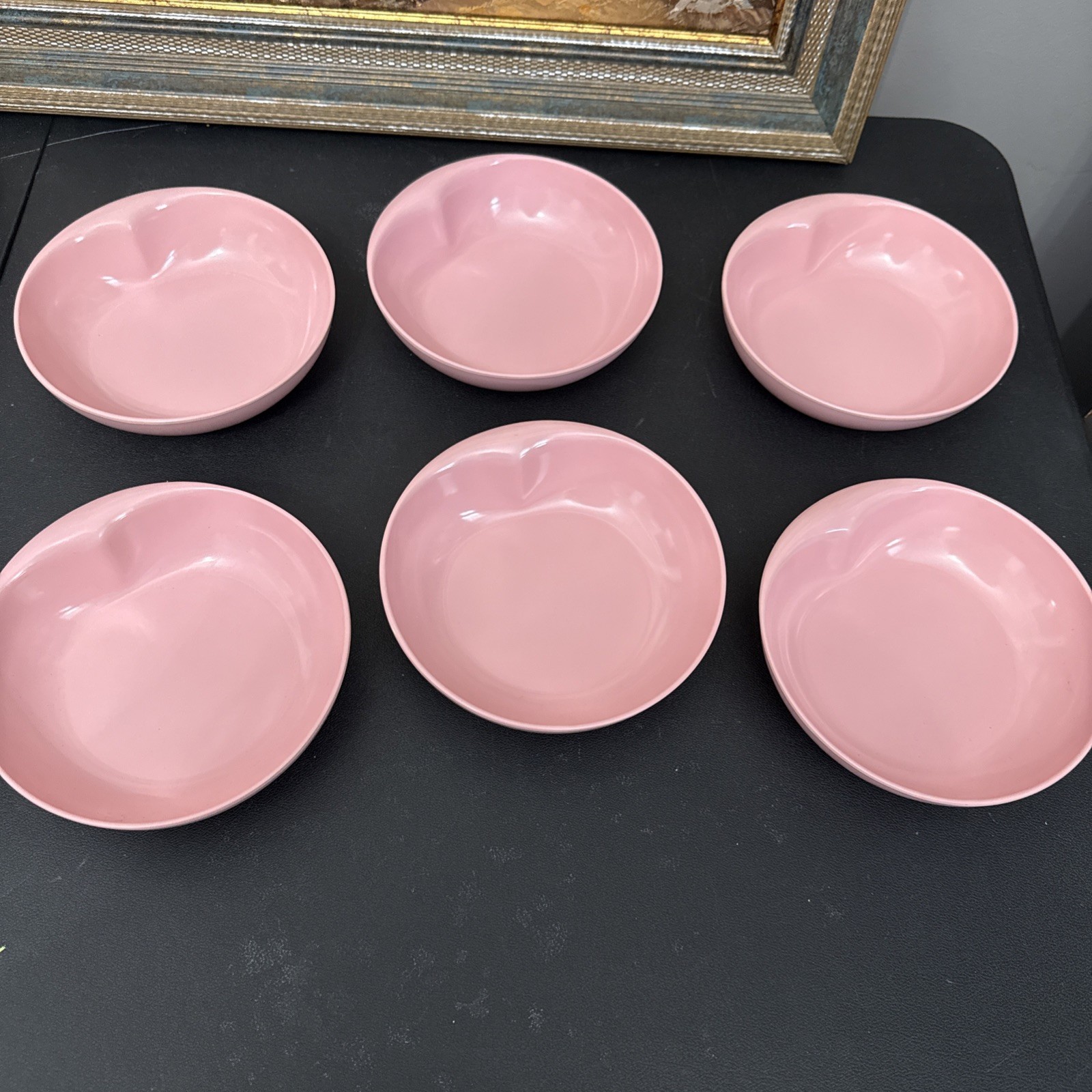 Vintage Lenox Ware St. Louis Melmac Pink Oval Bowls With Handles Set Of 6 Vintage Lenox Ware St. Louis Melmac Pink Oval Bowls With Handles Set Of 6