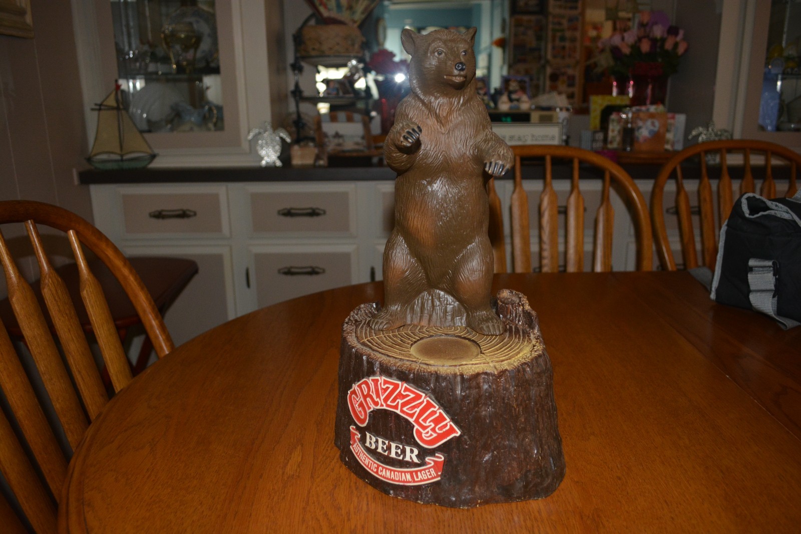 Vintage 1985 Grizzly Beer Bear Advertising Stand Display No Bottle