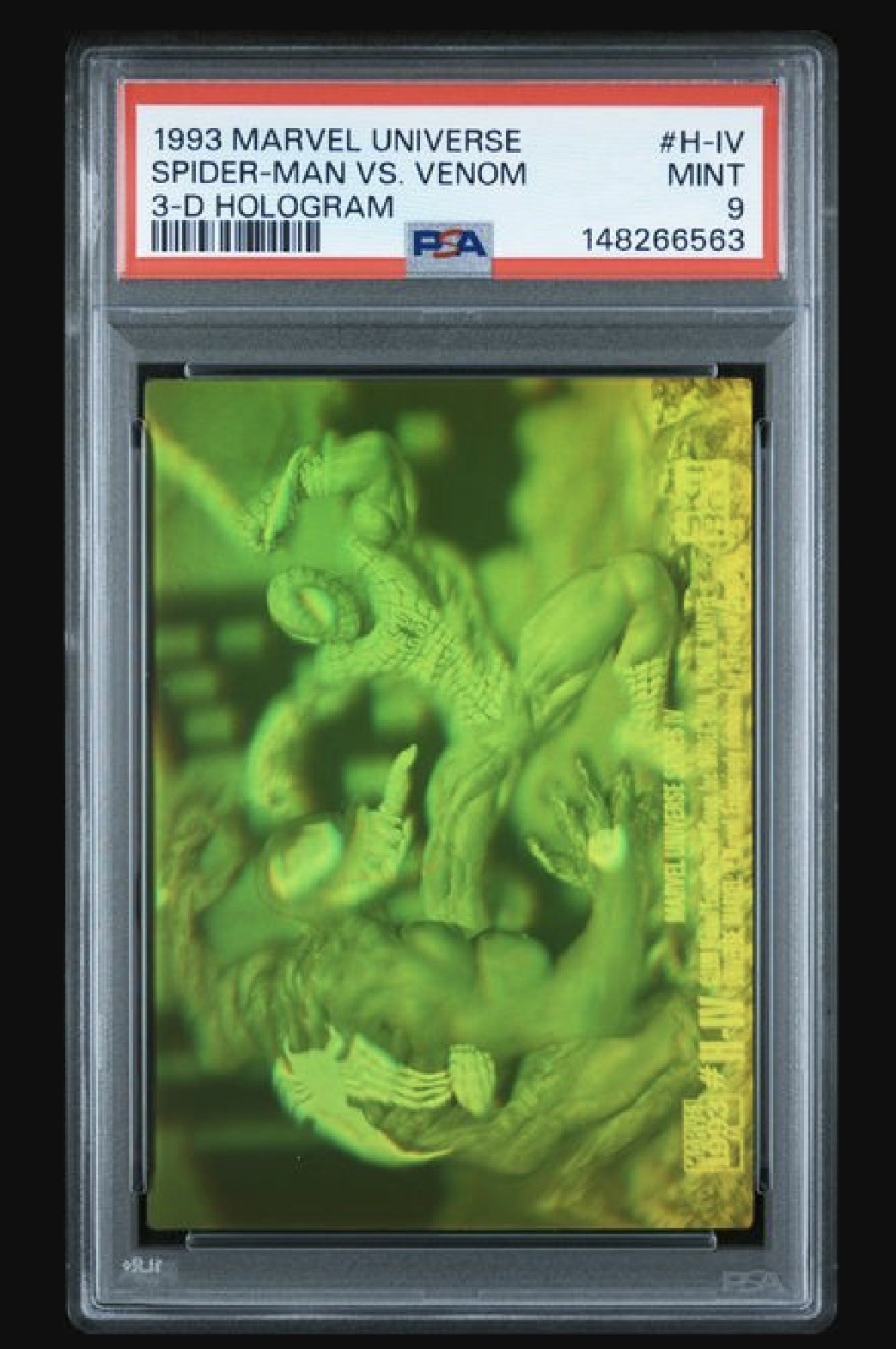 1993 MARVEL UNIVERSE 3-D HOLOGRAMS #H-IV SPIDER-MAN VS. VENOM PSA 9
