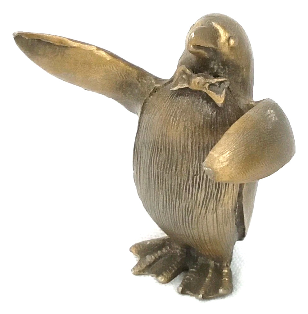 Vintage 1970s Hudson Pewter Penguin Figurine Made In USA Signed
