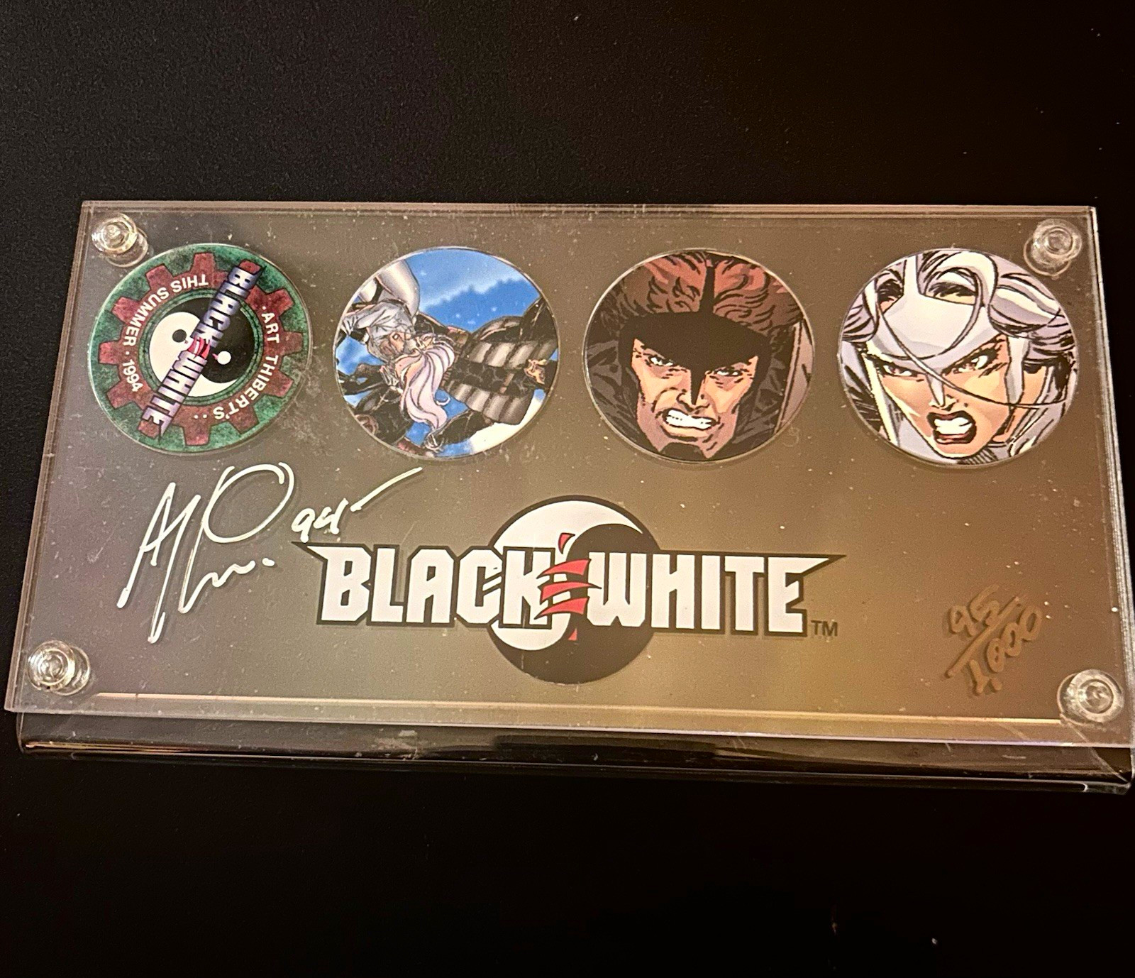 Vintage 1994 SIGNED Art Thibert’s Black & White framed POG tokens 95/1000