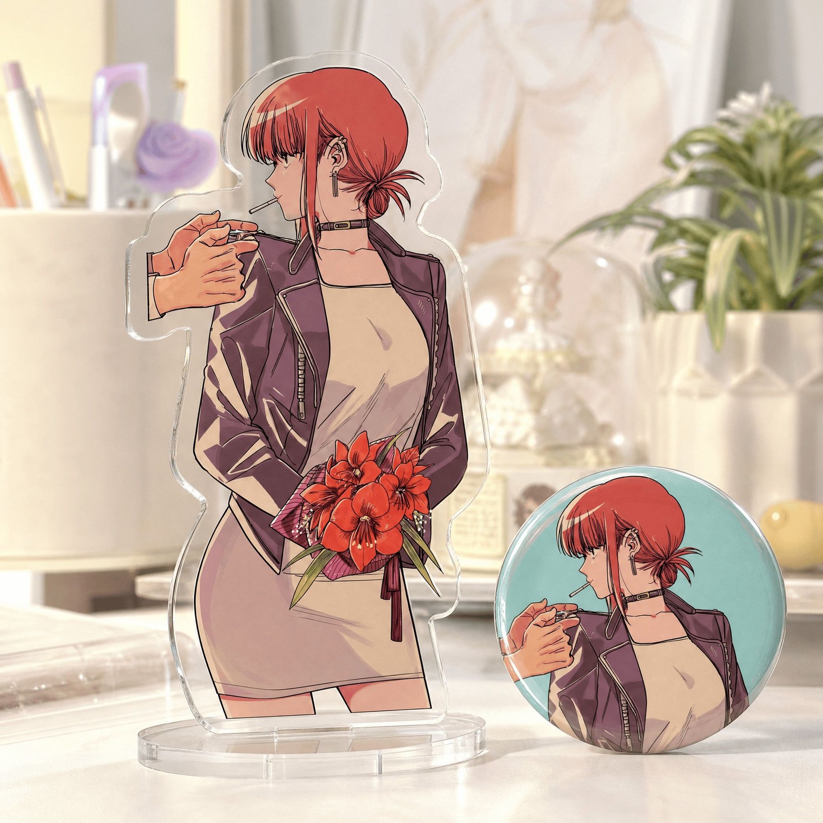 Hot Smoking Behind The Supermarket with You Tayama Sasaki Acrylic Model Badge