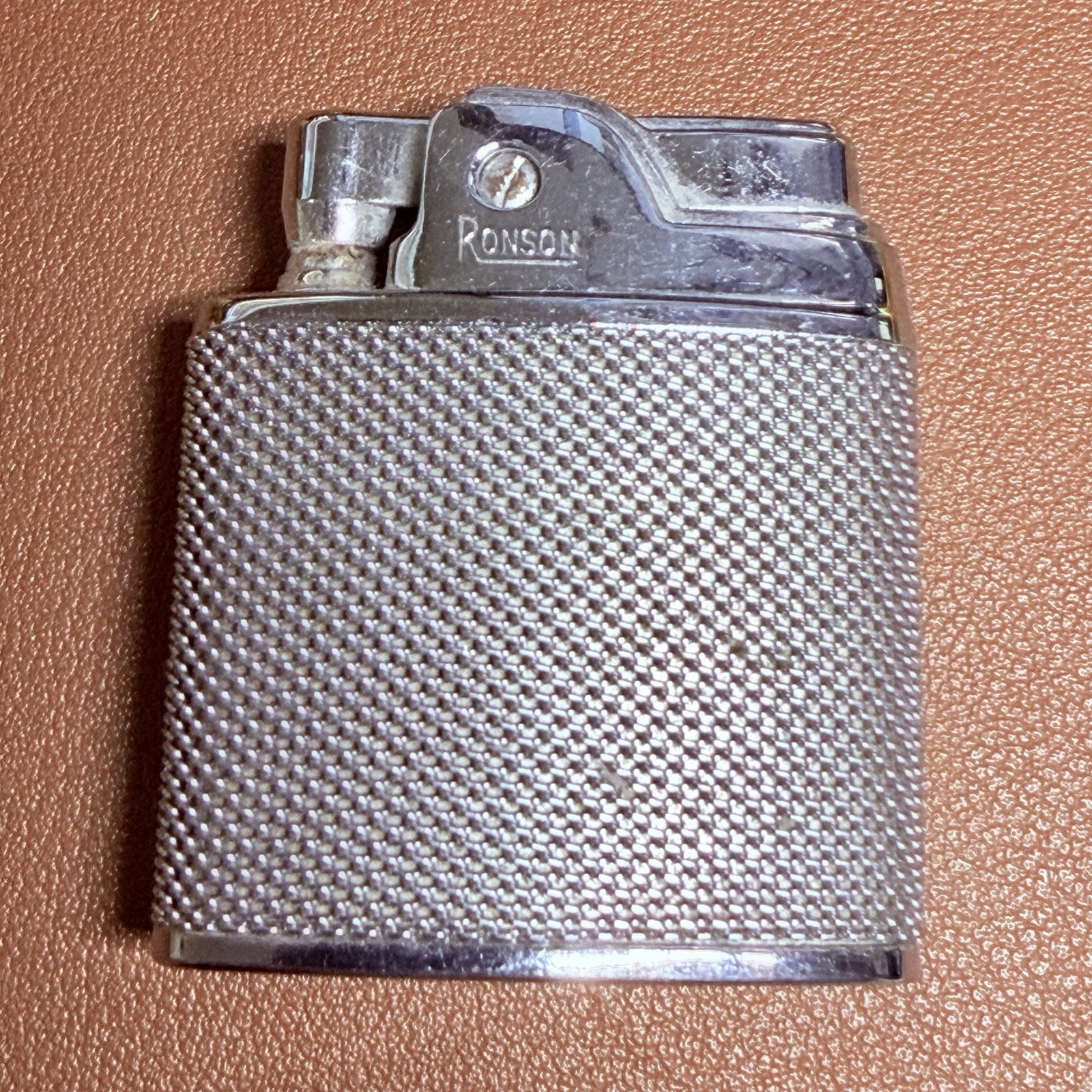 VTG Ronson Sport Pocket Lighter Silver Mesh Chrome 1950s Newark NJ USA