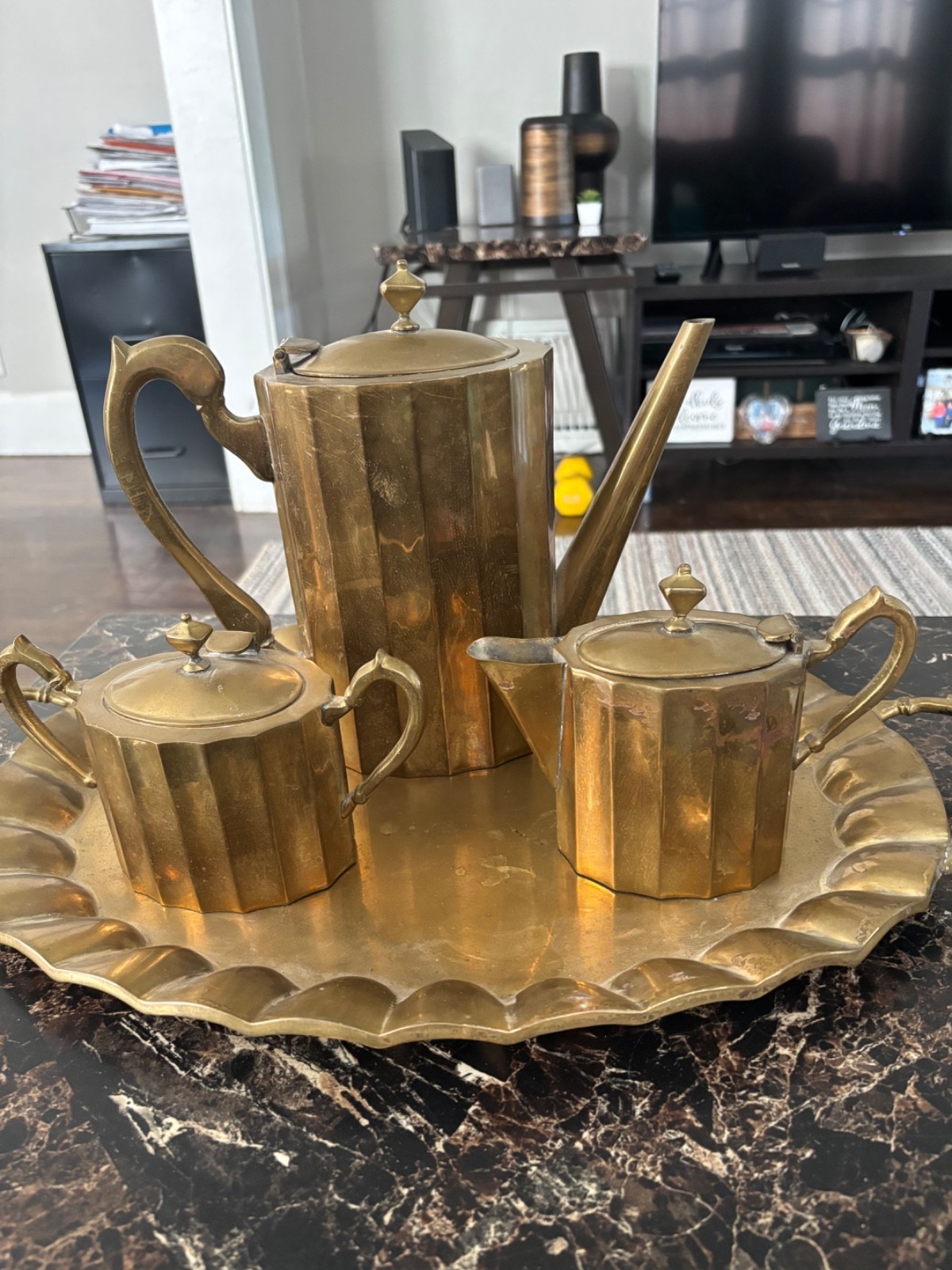 mcm brass j jimenez replica tea set