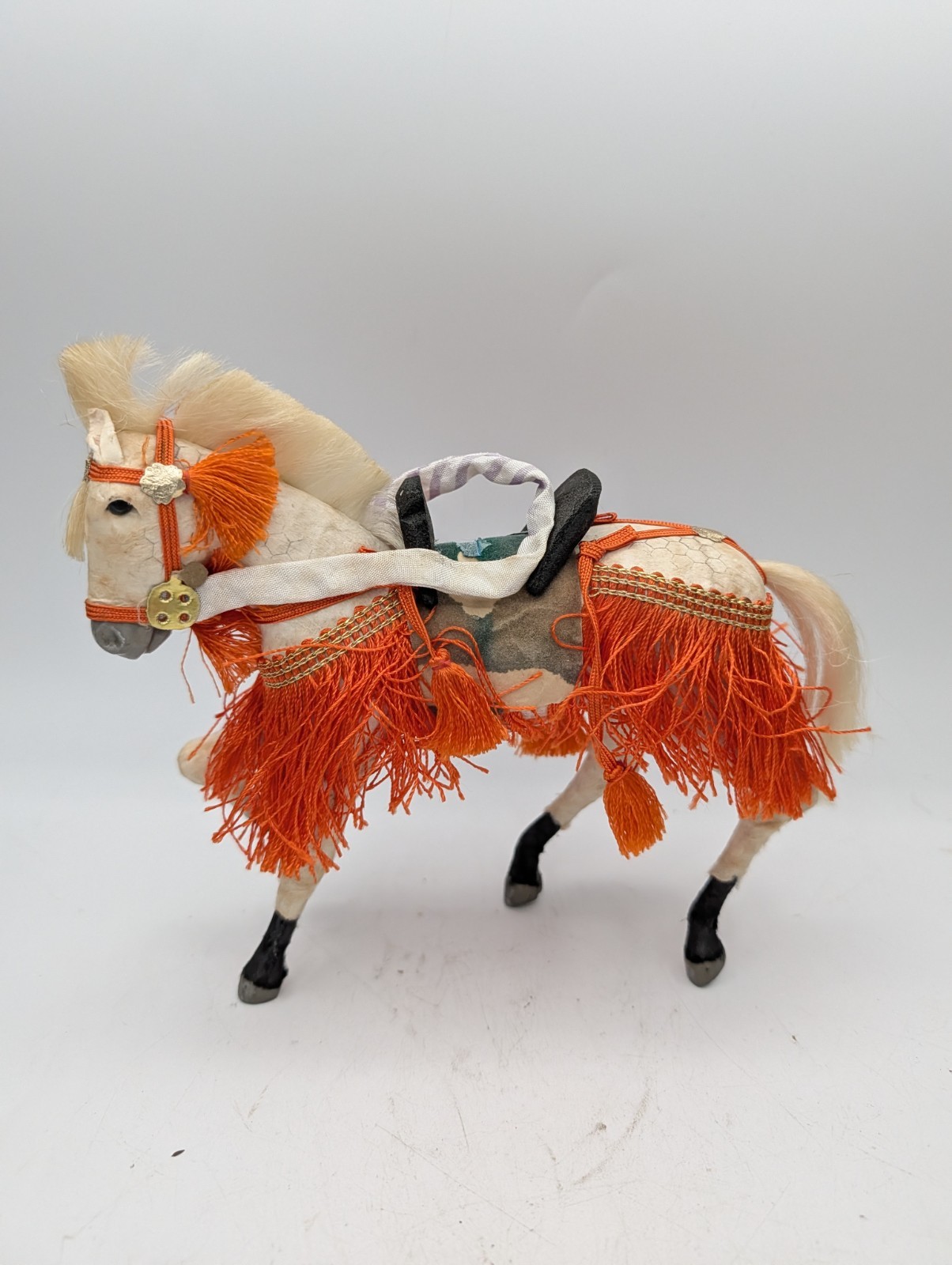 Japanese Gogatsu Ningyo Samurai Horse Doll Figurine Paper Maché Japanese Gogatsu Ningyo Samurai Horse Doll Figurine Paper Maché
