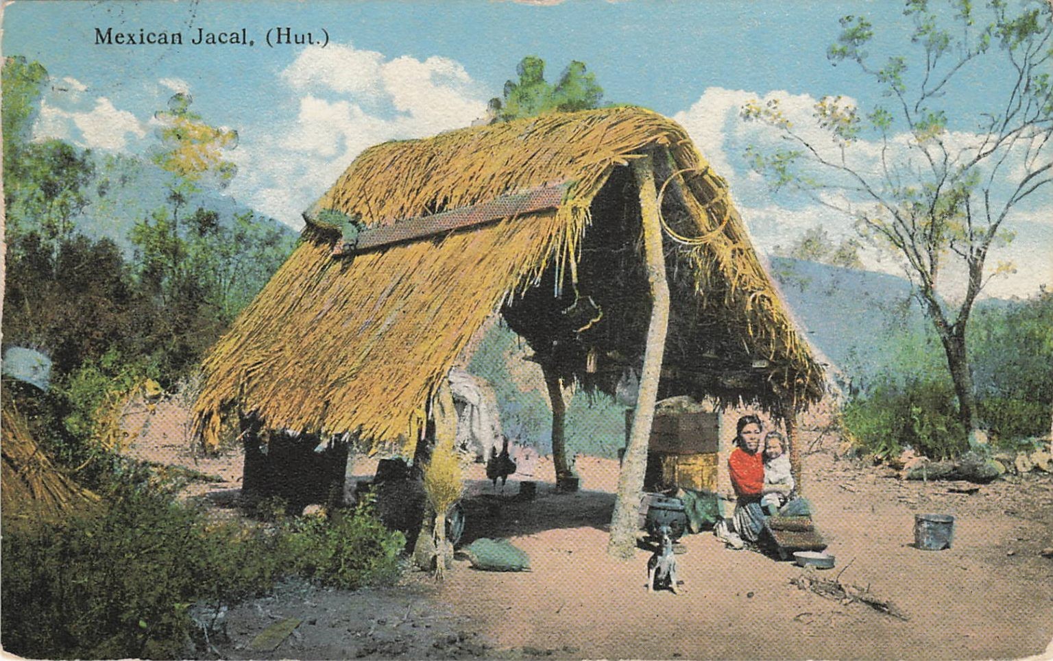 1917 Mexican Jacal Hut Texas Border Woman Child Dog Postcard Nic Tengg 1917 Mexican Jacal Hut Texas Border Woman Child Dog Postcard Nic Tengg