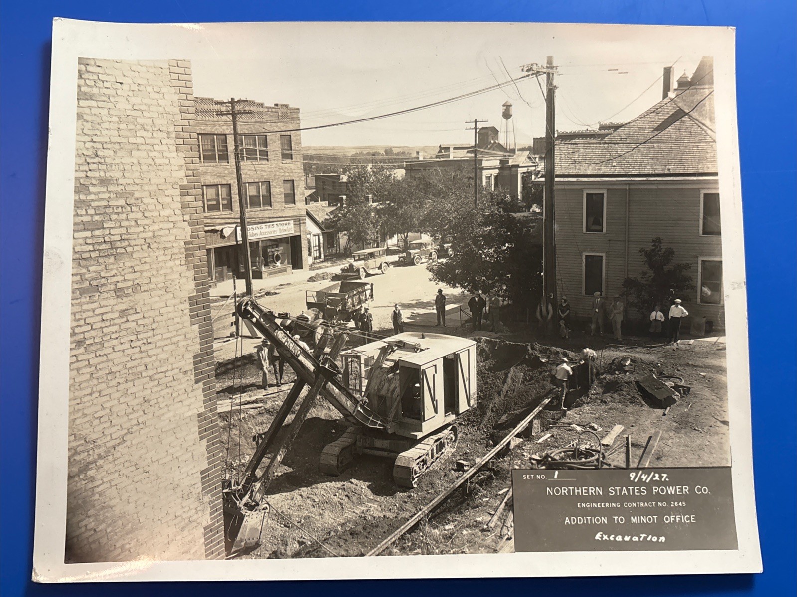 Original Photo 1927 Northern States Power Minot ND Office Excavation 8x10