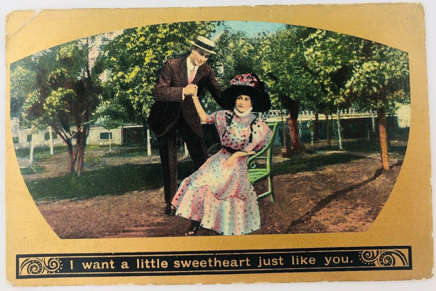 Vintage I Want A Little Sweetheart Just Like You Postcard 1910 Romance Hold Hand