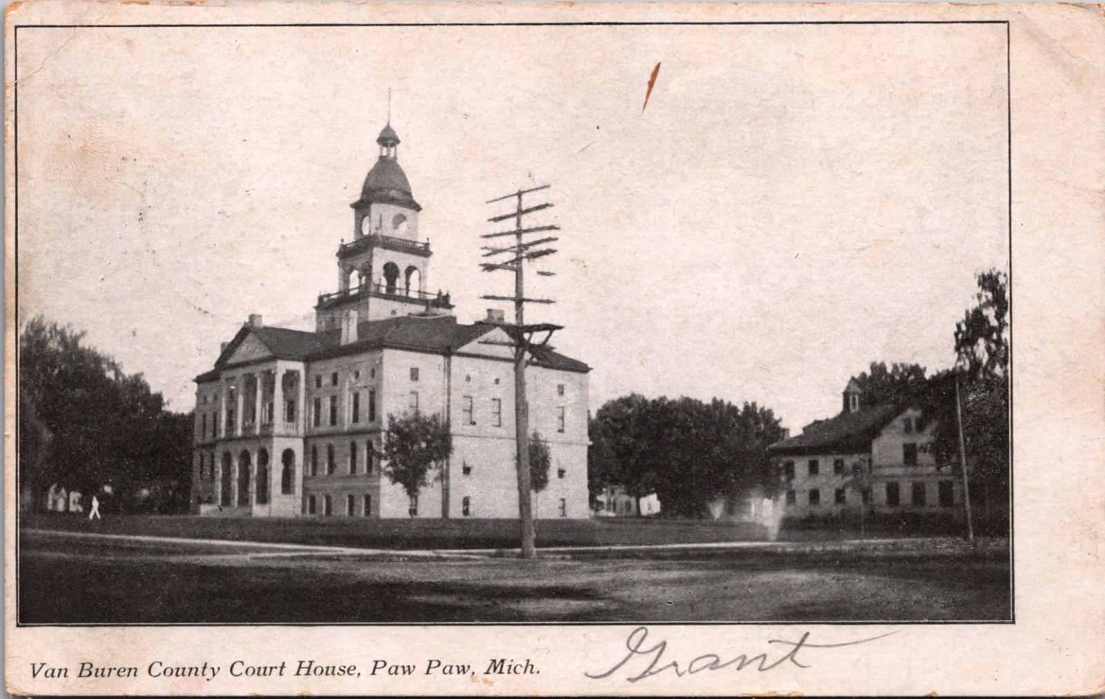 Van Buren County Court House Paw Paw Michigan 1907 Undivided Back Postcard