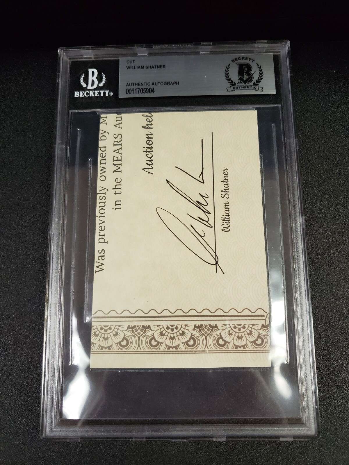 2019 HISTORIC AUTOGRAPHS LIMELIGHT SIGNATURES William Shatner Cut Auto Beckett 