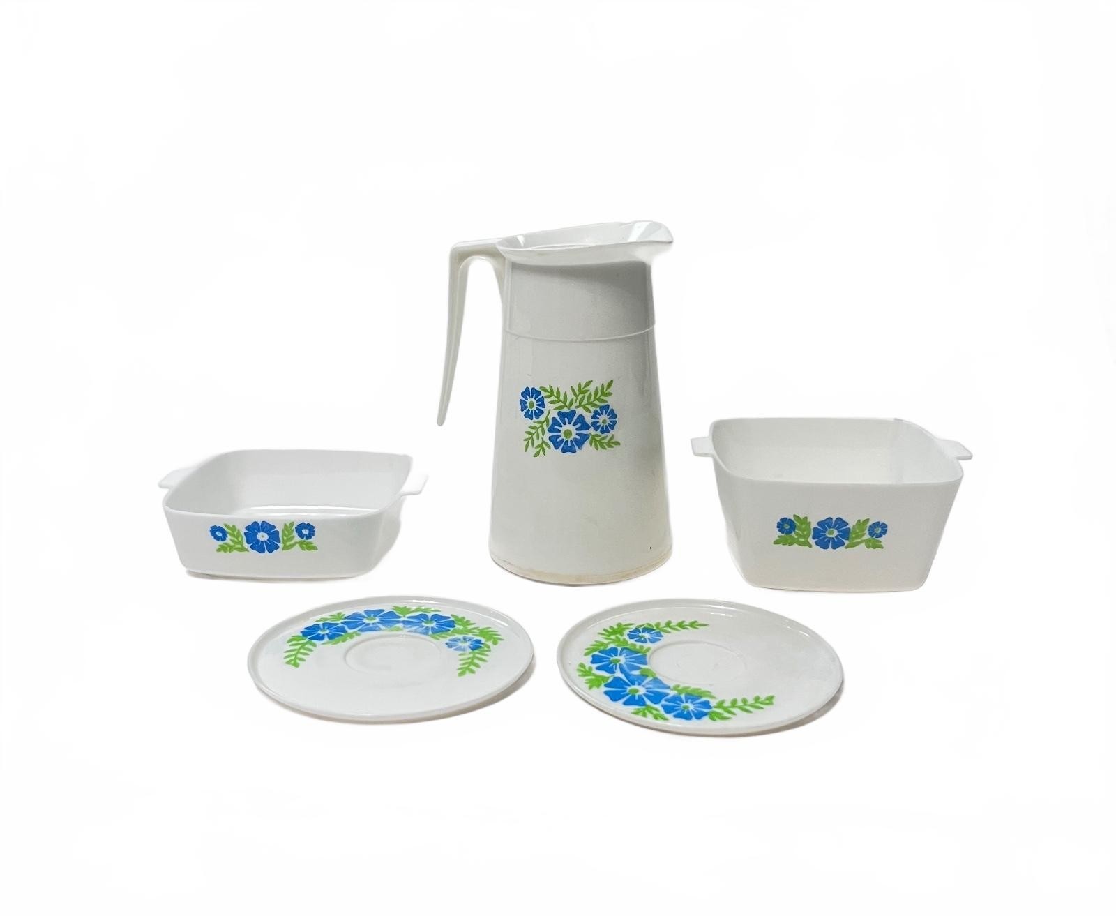 Vintage Amsco Suburban Toy Corning Ware Blue Cornflower Pitcher Casserole Set Vintage Amsco Suburban Toy Corning Ware Blue Cornflower Pitcher Casserole Set