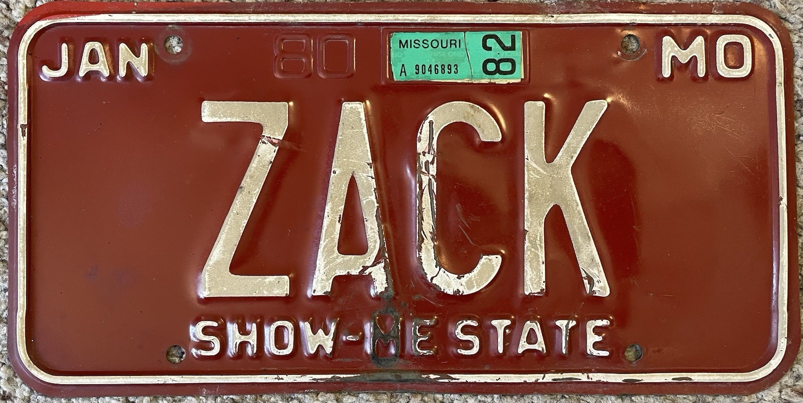 1982 Missouri MO Vanity Personalized License Plate Zack Zach Z 1982 82 January 1982 Missouri MO Vanity Personalized License Plate Zack Zach Z 1982 82 January