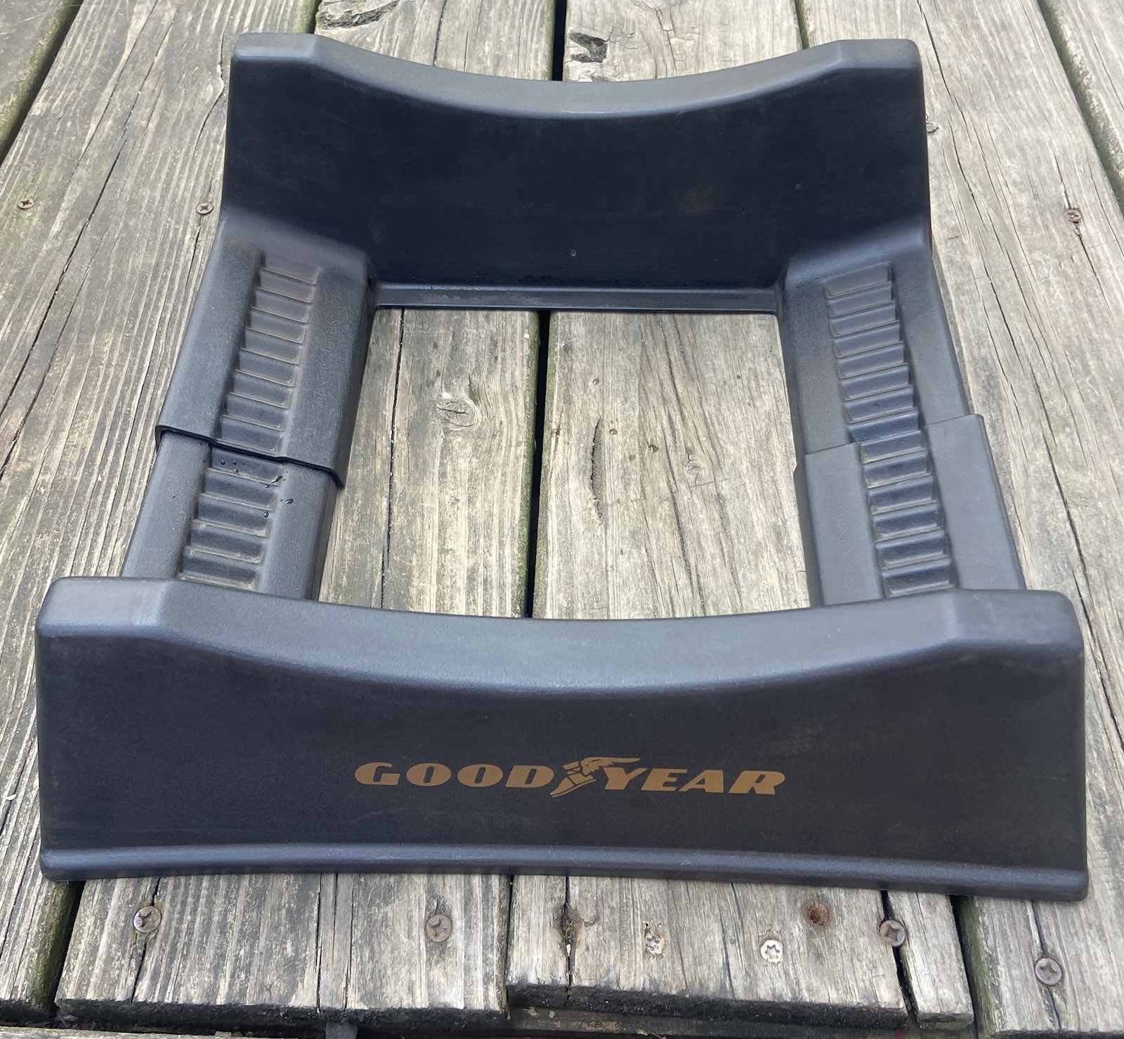 VTG GOODYEAR Tire 2 Piece Plastic  Display  Rack Stand Gold Lettering Logo