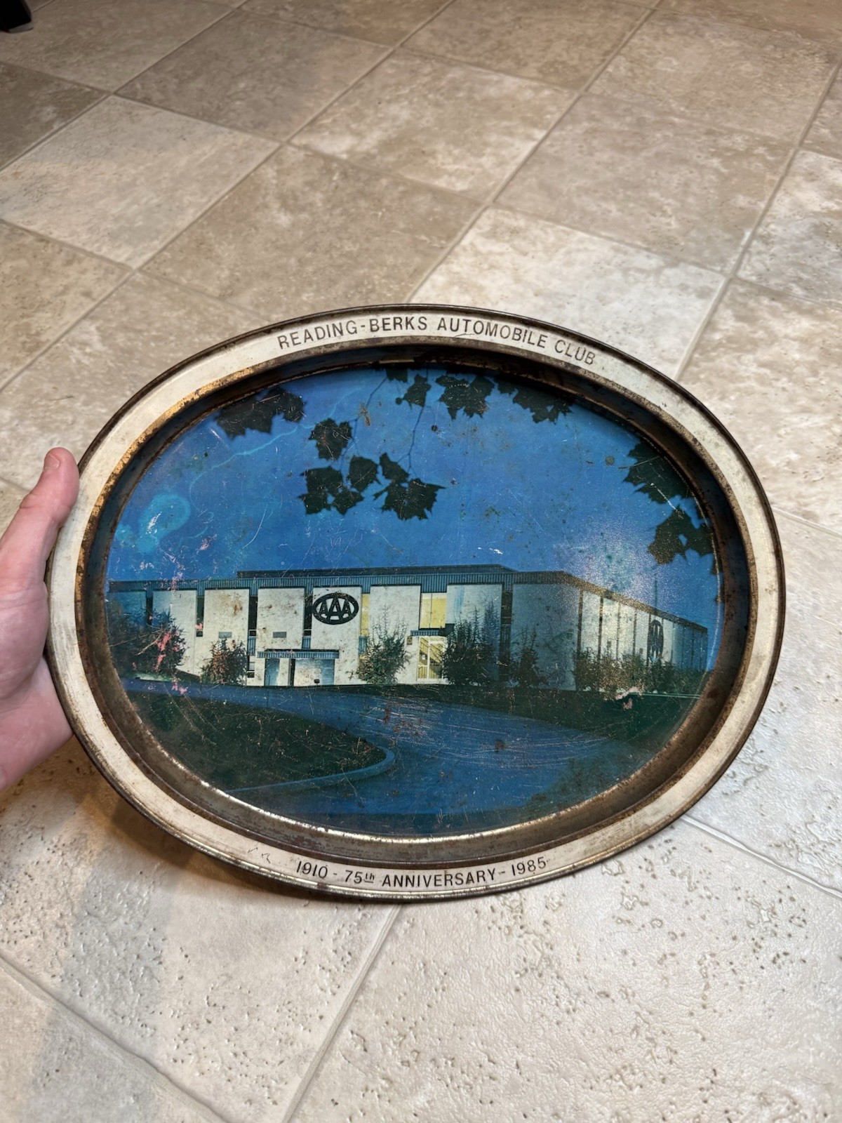 1985 Reading-Berks Automobile Club (AAA) 75th-anniversary Metal Tray