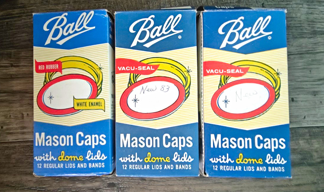 Vintage Ball Mason Caps  3 empty boxes