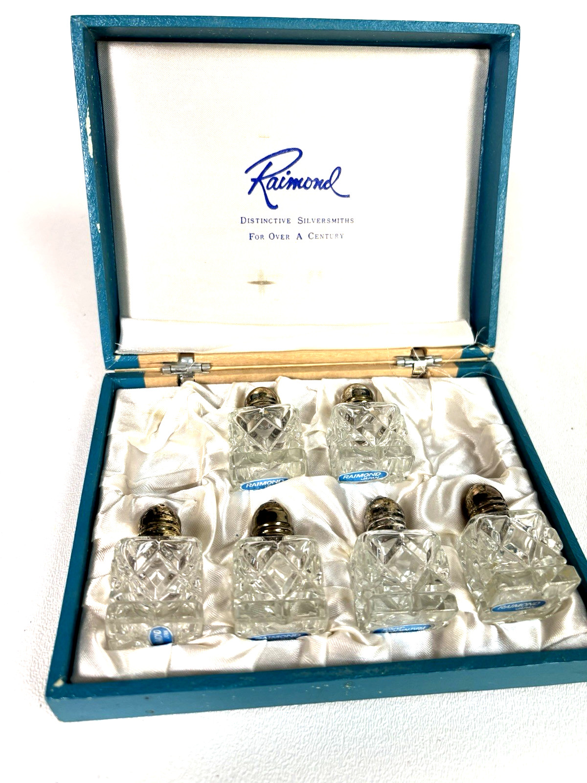 Raimond Silversmiths Crystal Mini Square Salt Shakers Set of 6