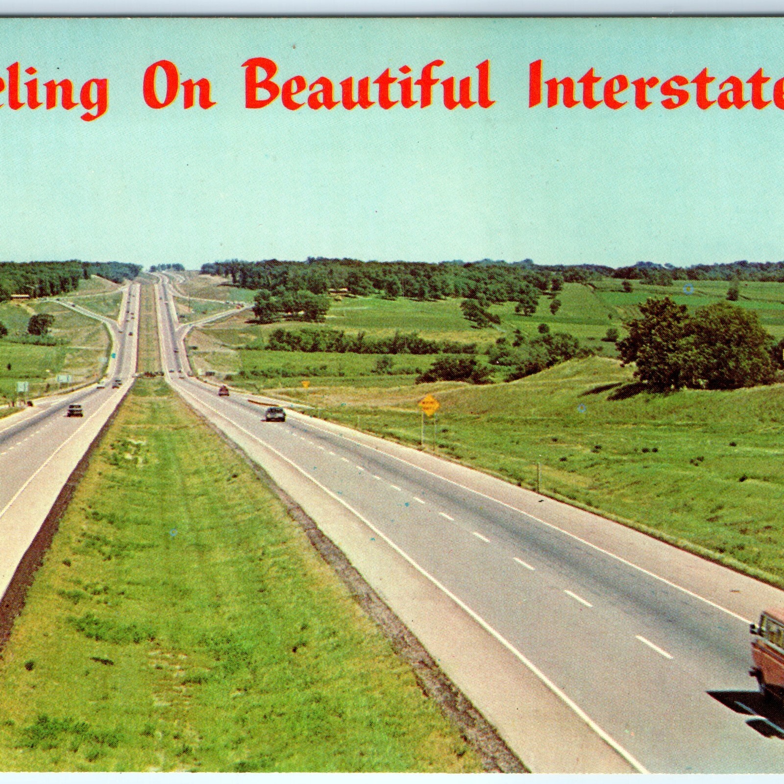 c1960s Iowa Interstate 80 Highway Postcard Des Moines Council Bluffs Retro Cars c1960s Iowa Interstate 80 Highway Postcard Des Moines Council Bluffs Retro Cars